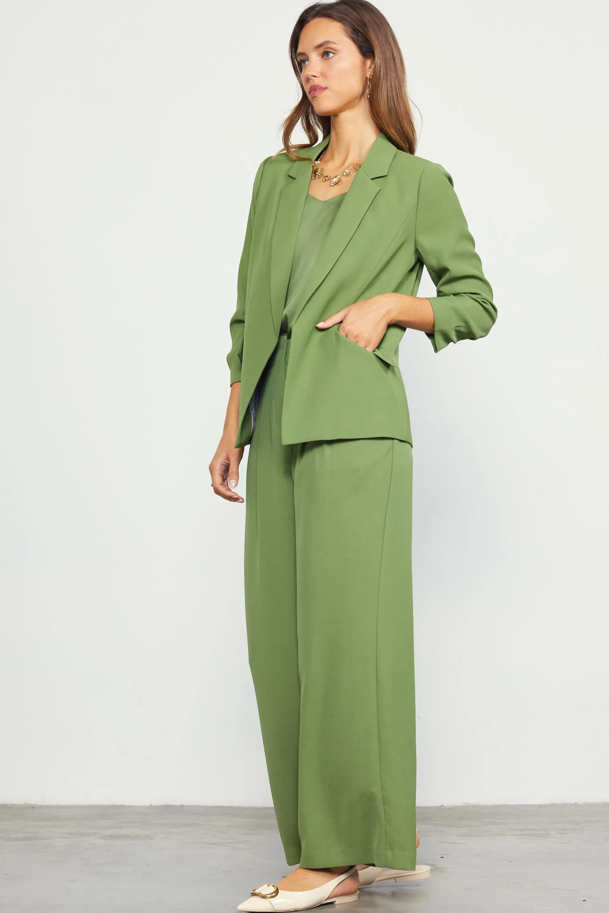 Recycled Shirred Sleeve Blazer