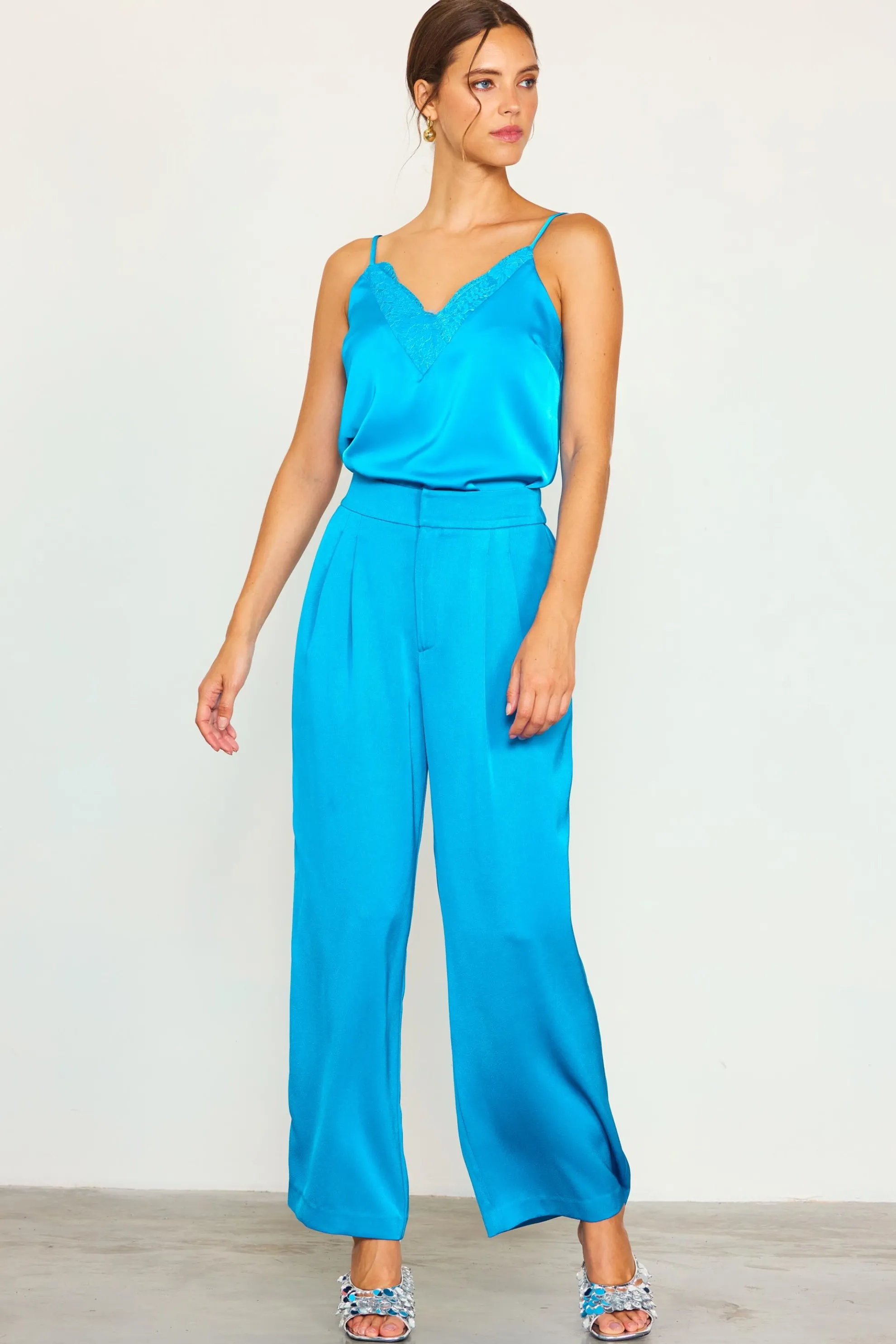 Pleat Wide Leg Trousers