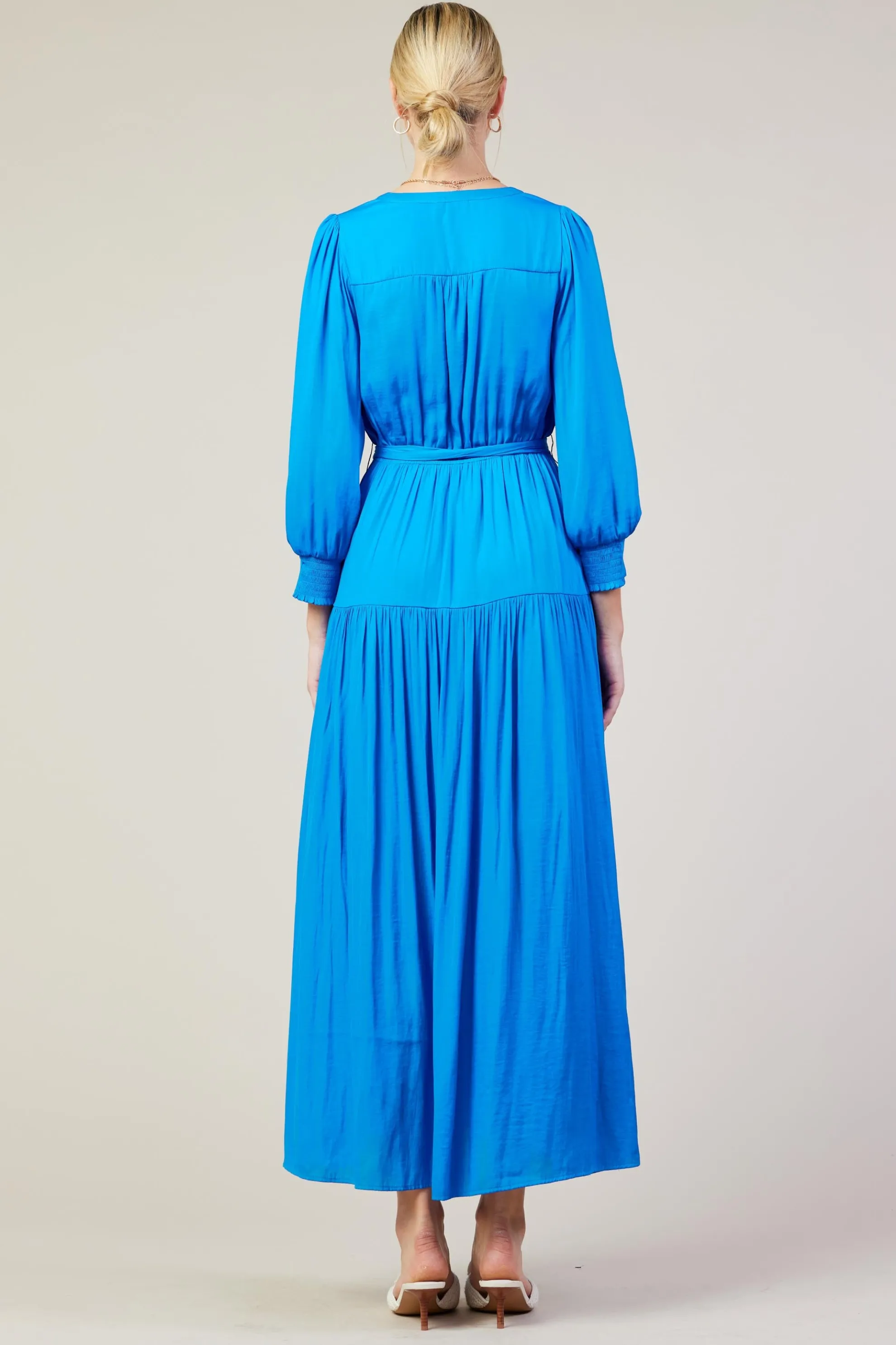 Button Detail Tiered Maxi Dress