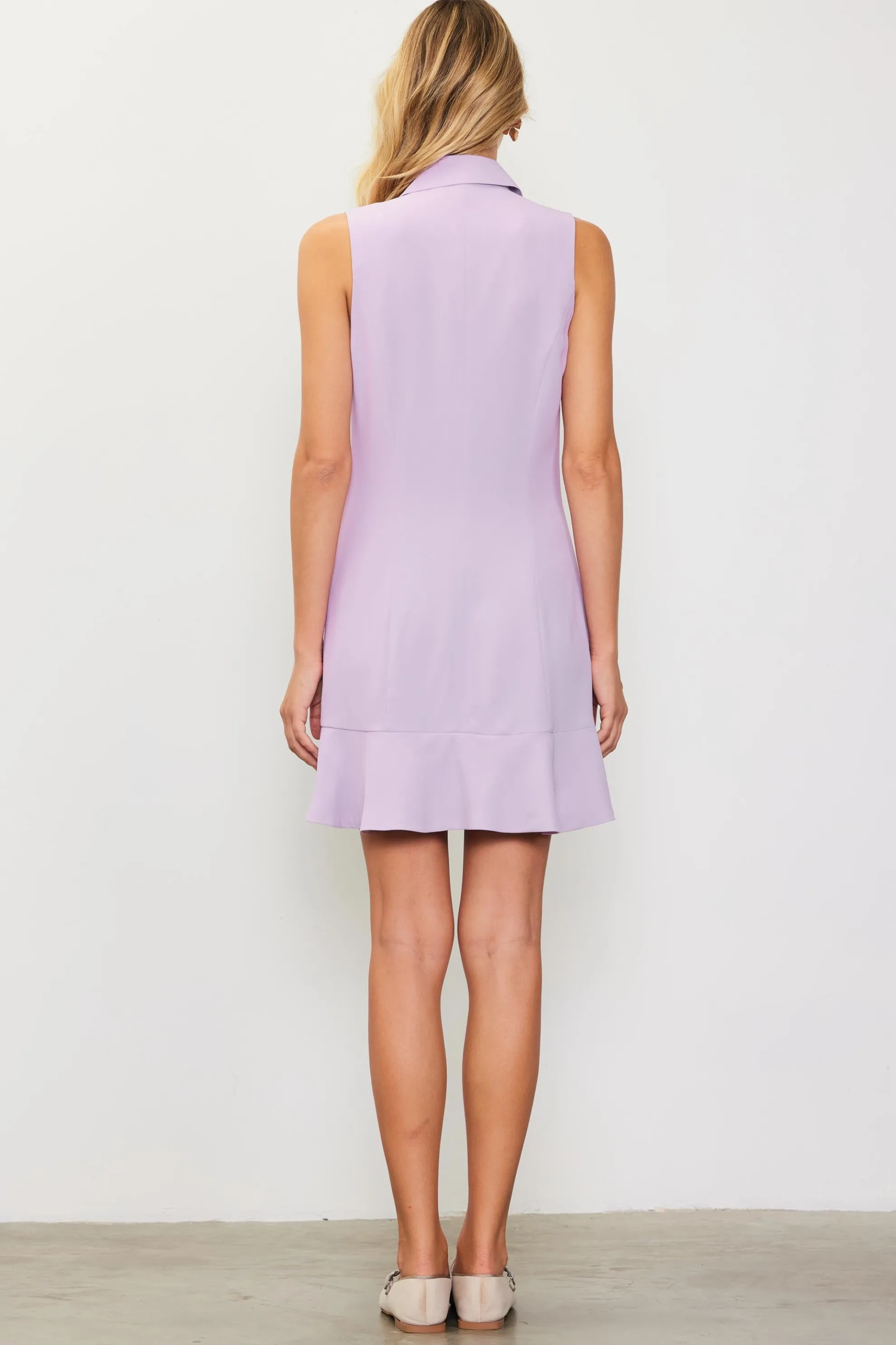 Sleeveless Double Breasted Coat Dress