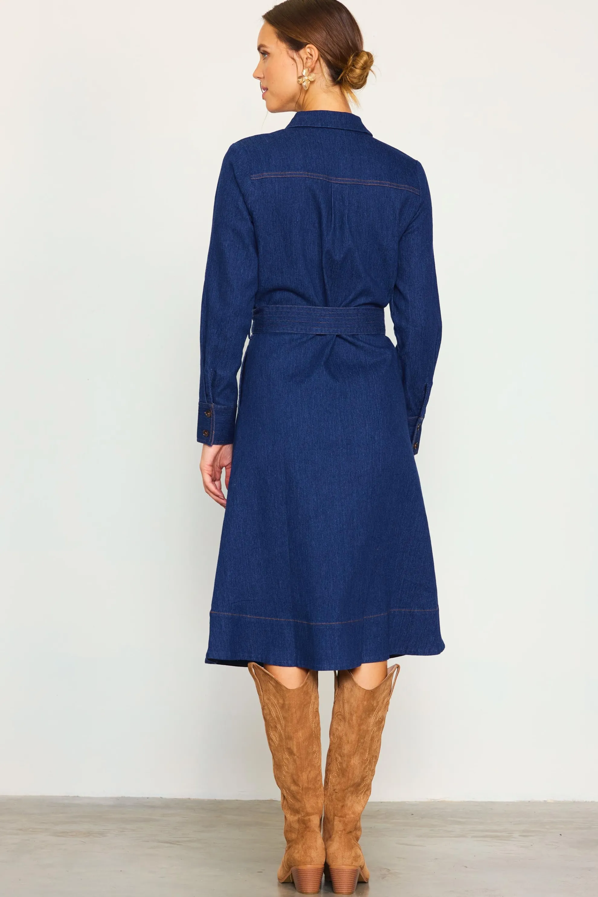 Long Sleeve Denim Shirt Dress
