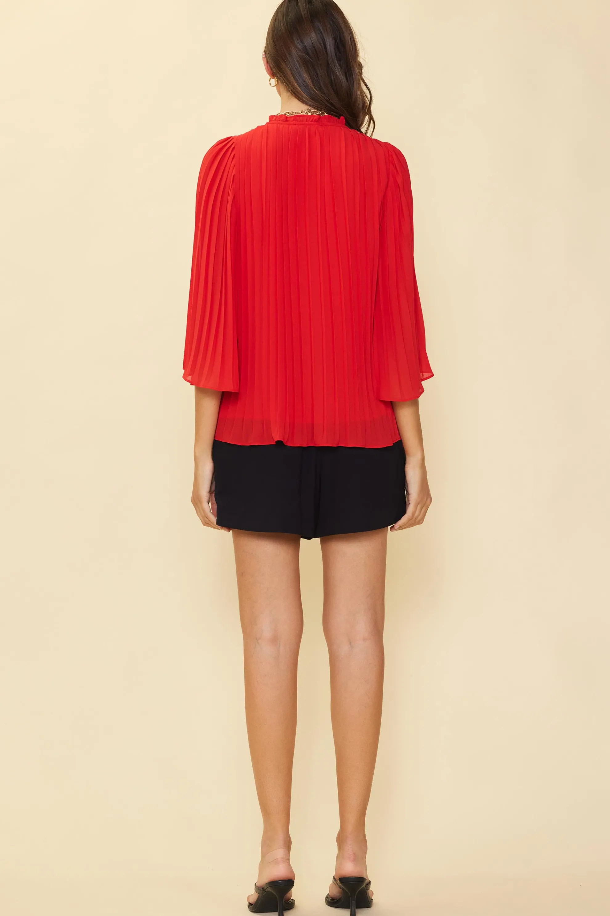 Pleated Ruffled Trim Top