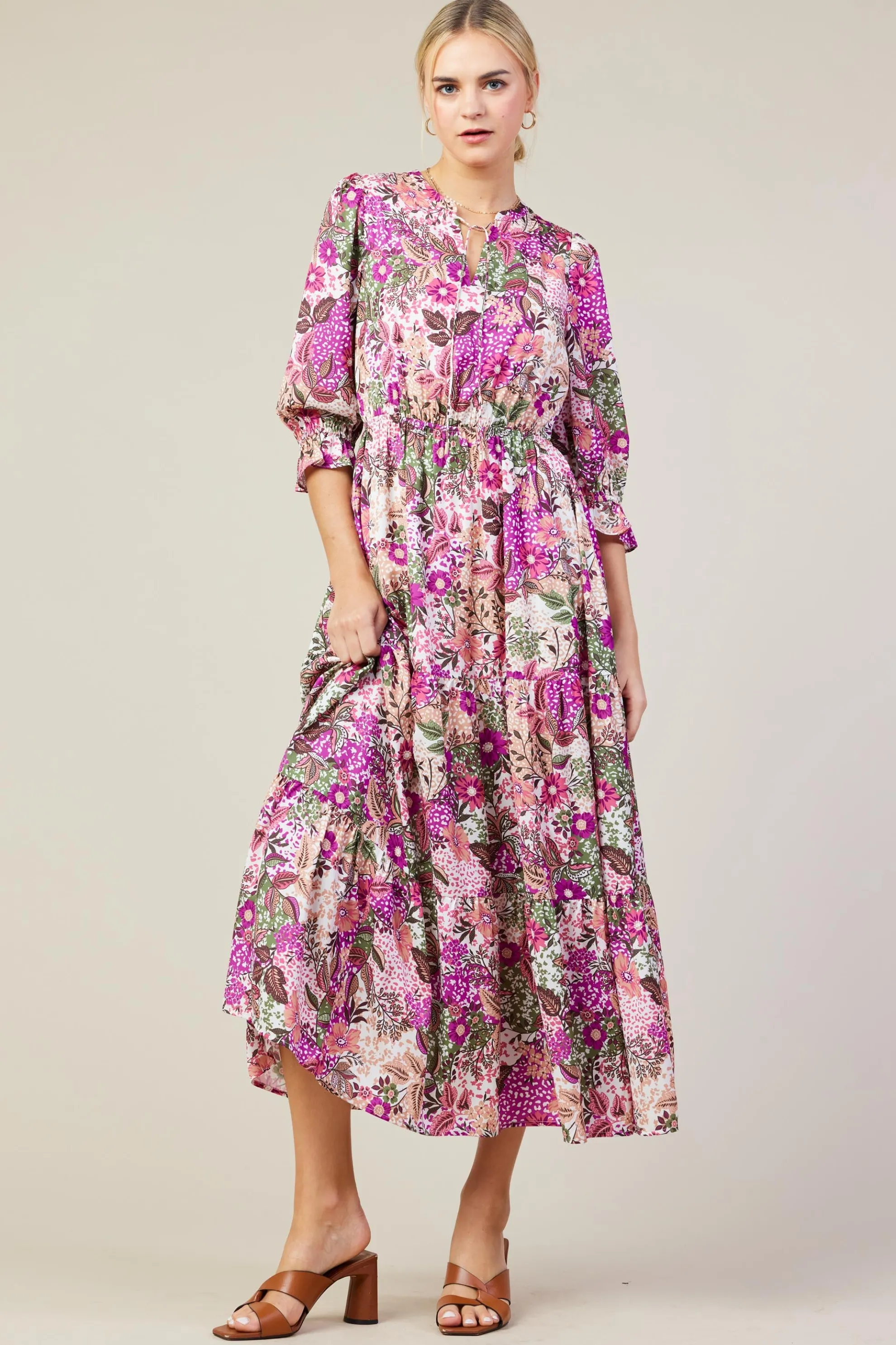 Floral Print Ruffle Maxi Dress