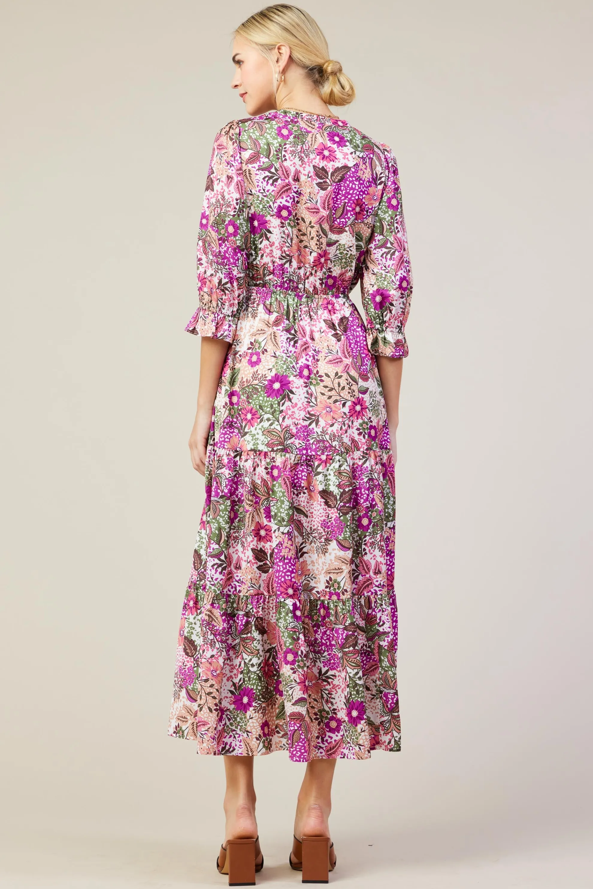 Floral Print Ruffle Maxi Dress