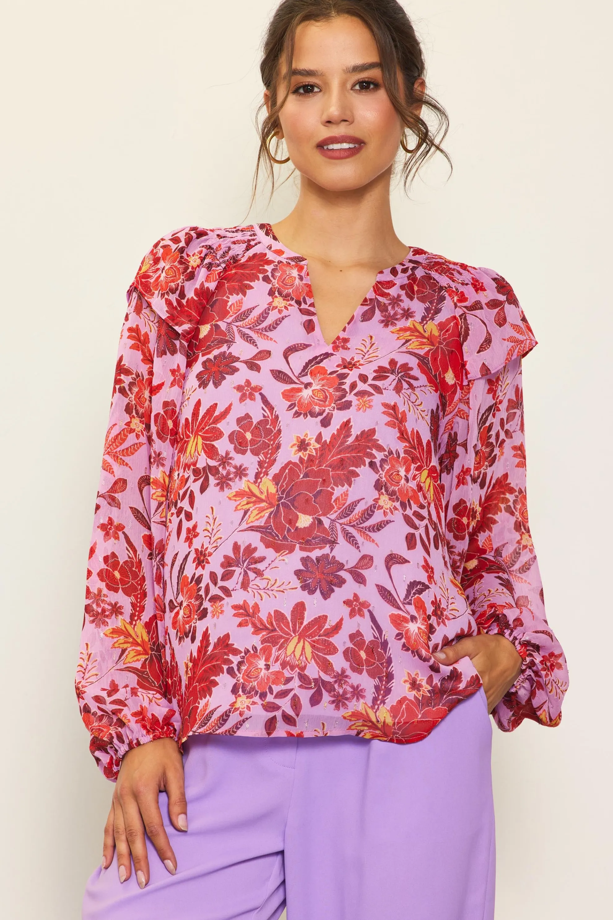 Dahlia Print Longsleeve Blouse