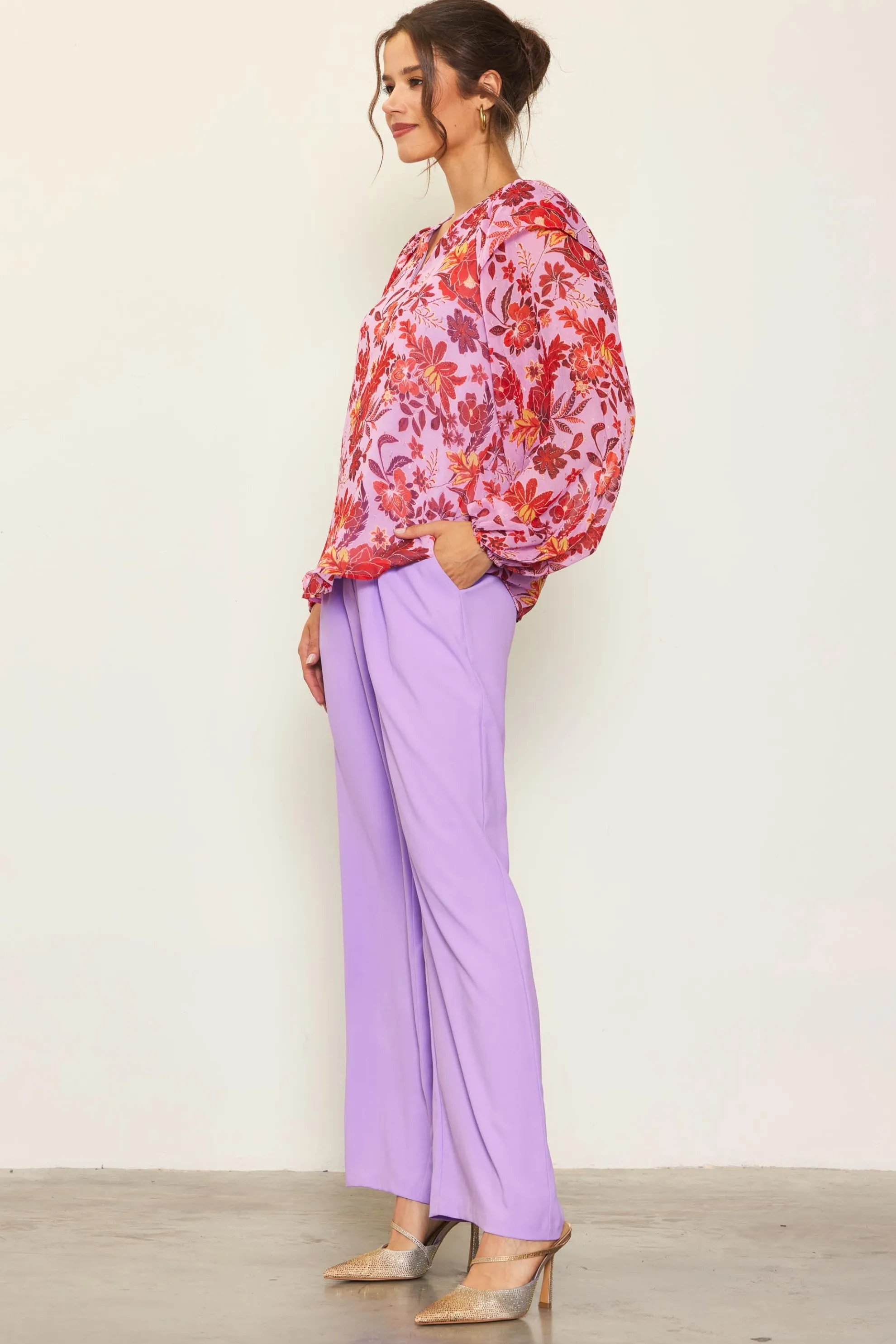 Dahlia Print Longsleeve Blouse