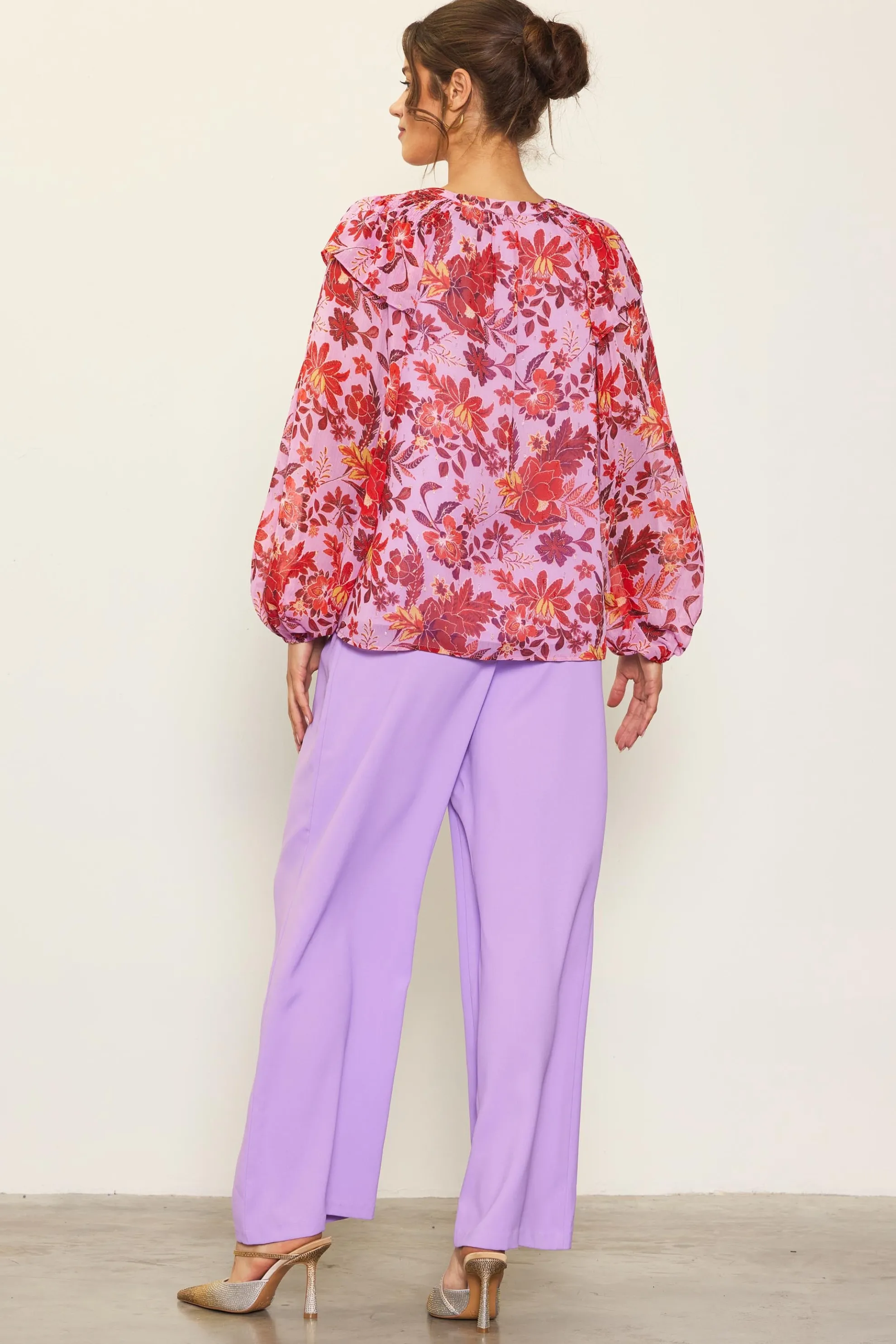 Dahlia Print Longsleeve Blouse