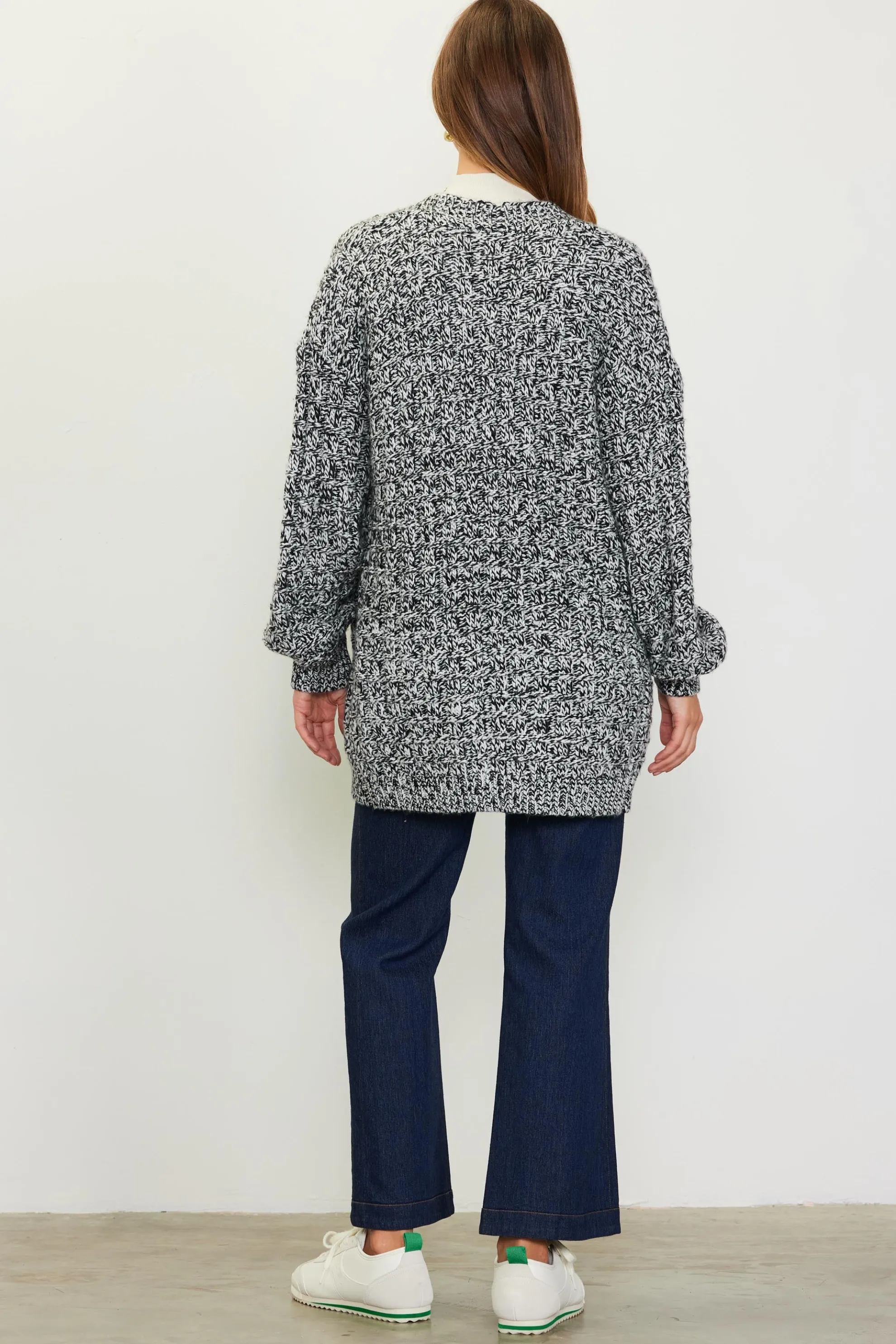 Open Front Marled Cardigan