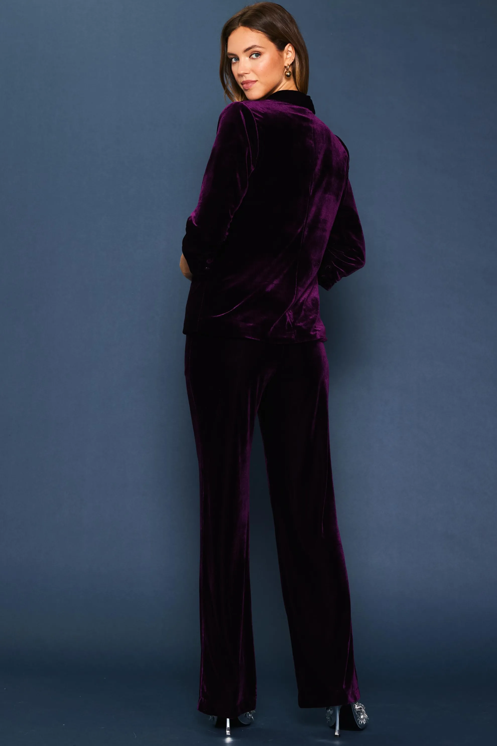 Ruched Velvet Blazer