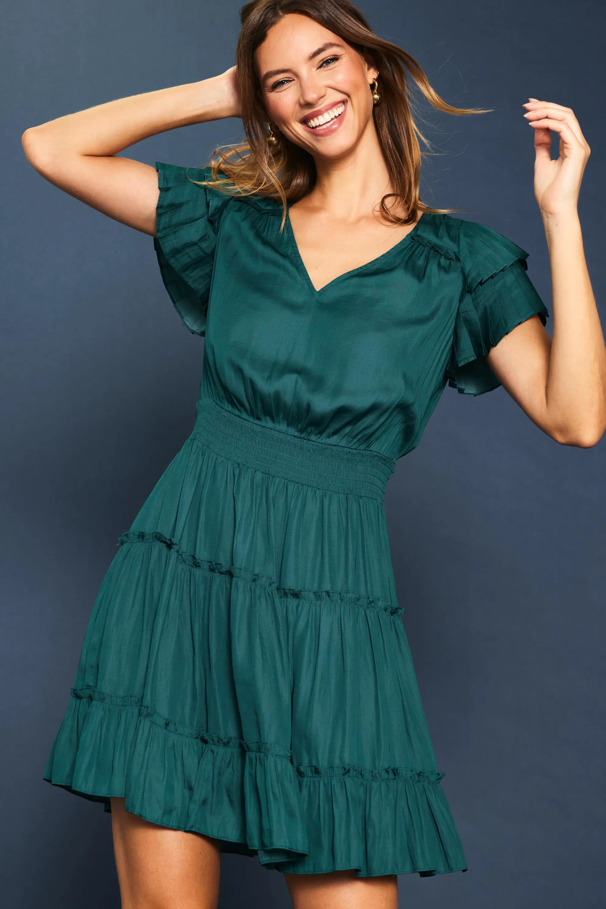 Maya Short Sleeve Ruffled Mini Dress