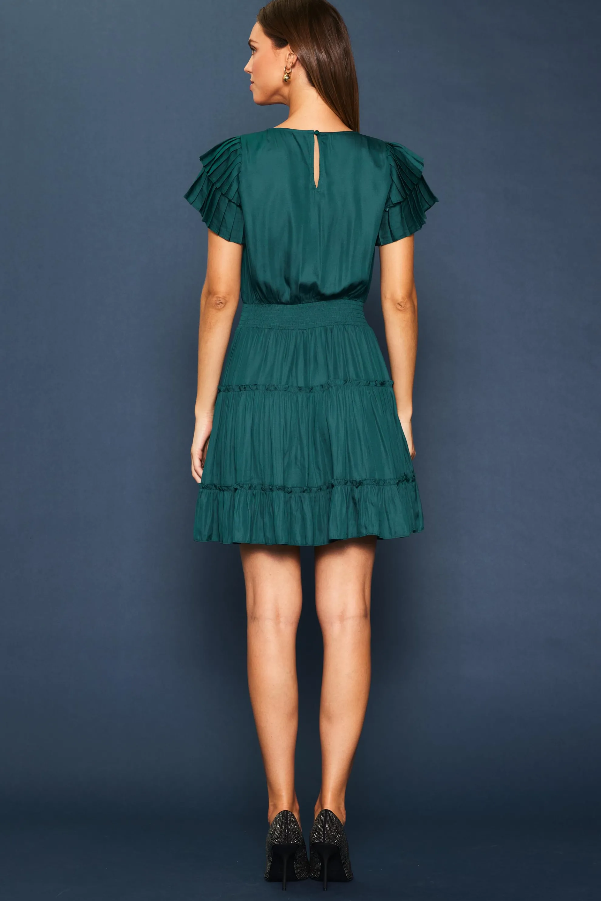 Maya Short Sleeve Ruffled Mini Dress