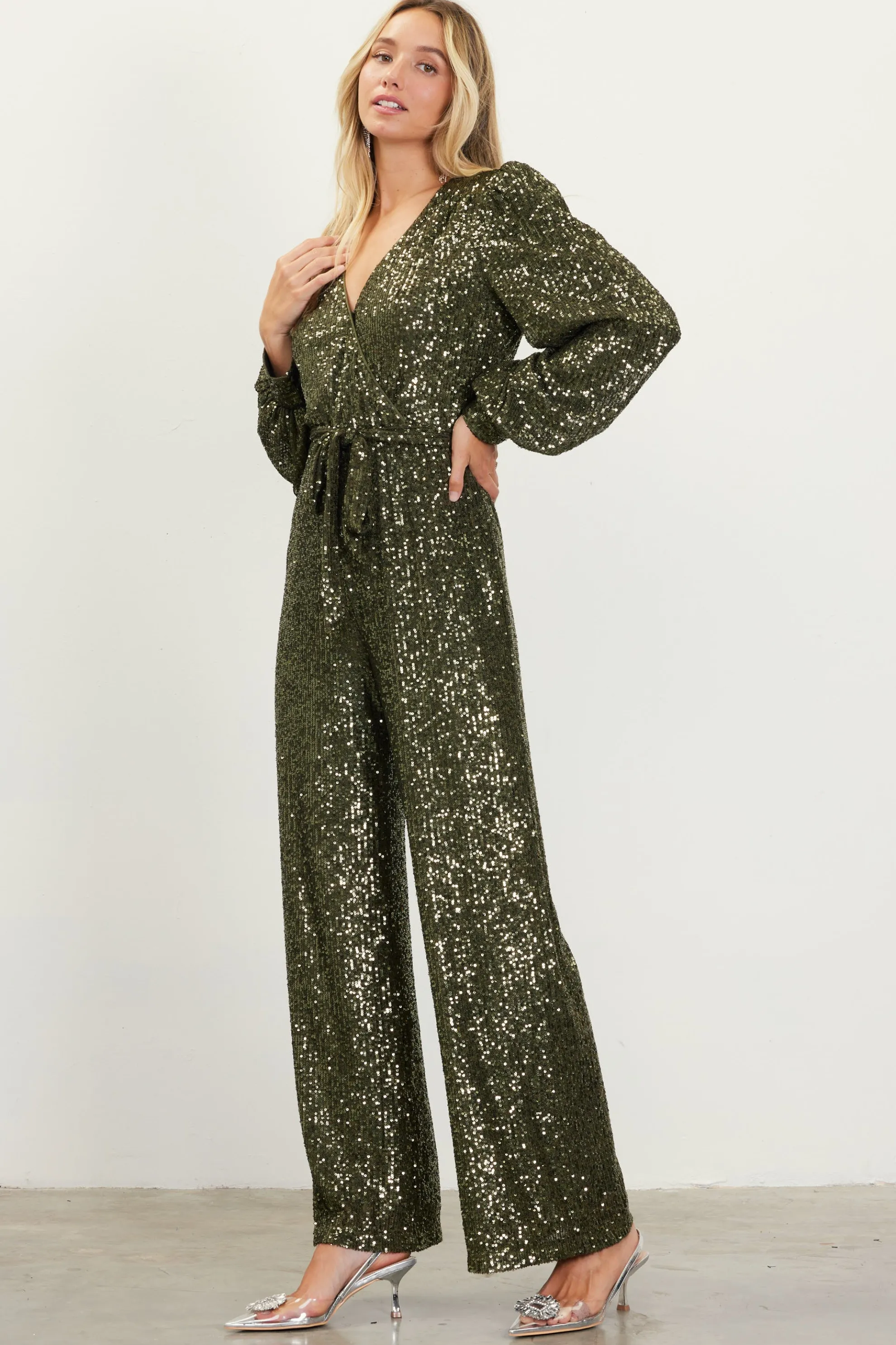Sequin Wrap Jumpsuit