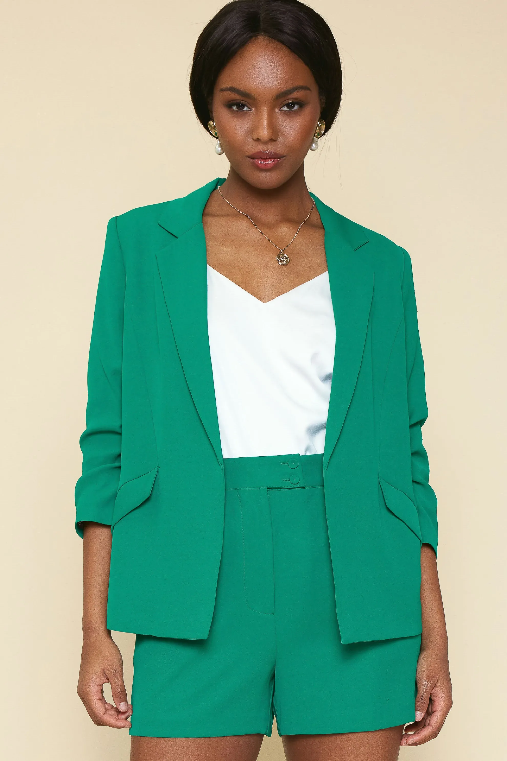 Recycled Shirred Sleeve Blazer