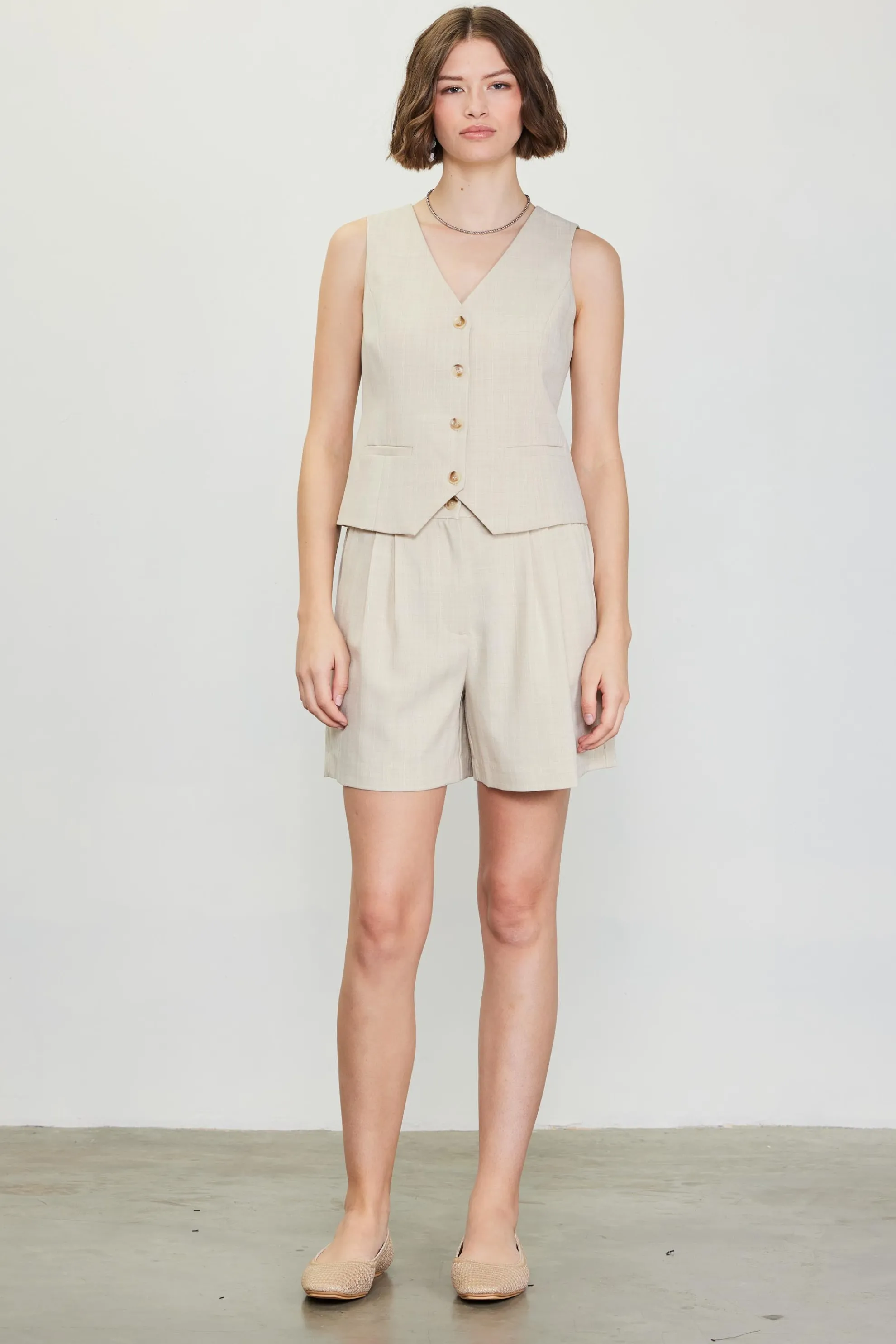 Mélange Pleated Shorts