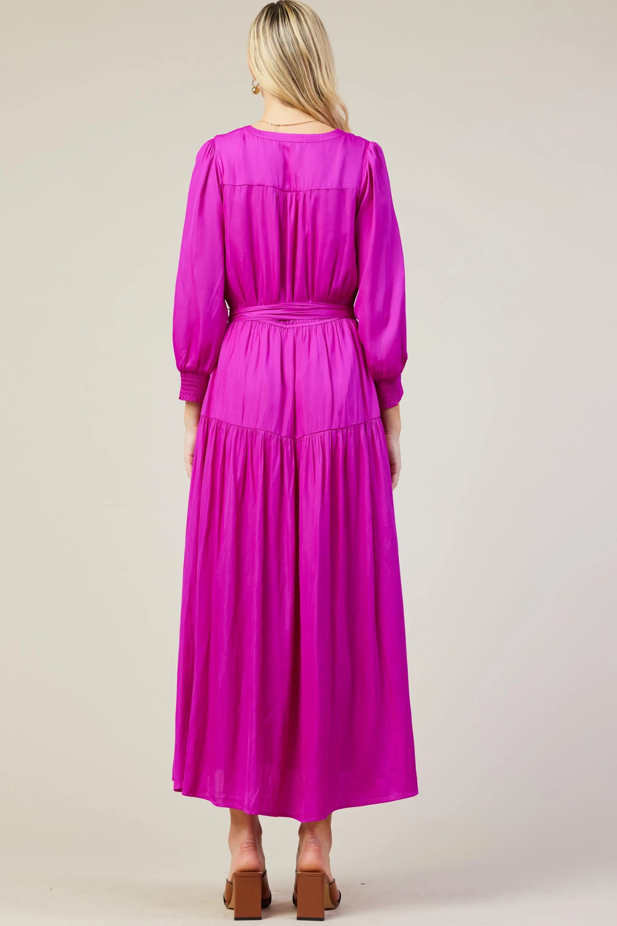 Button Detail Tiered Maxi Dress