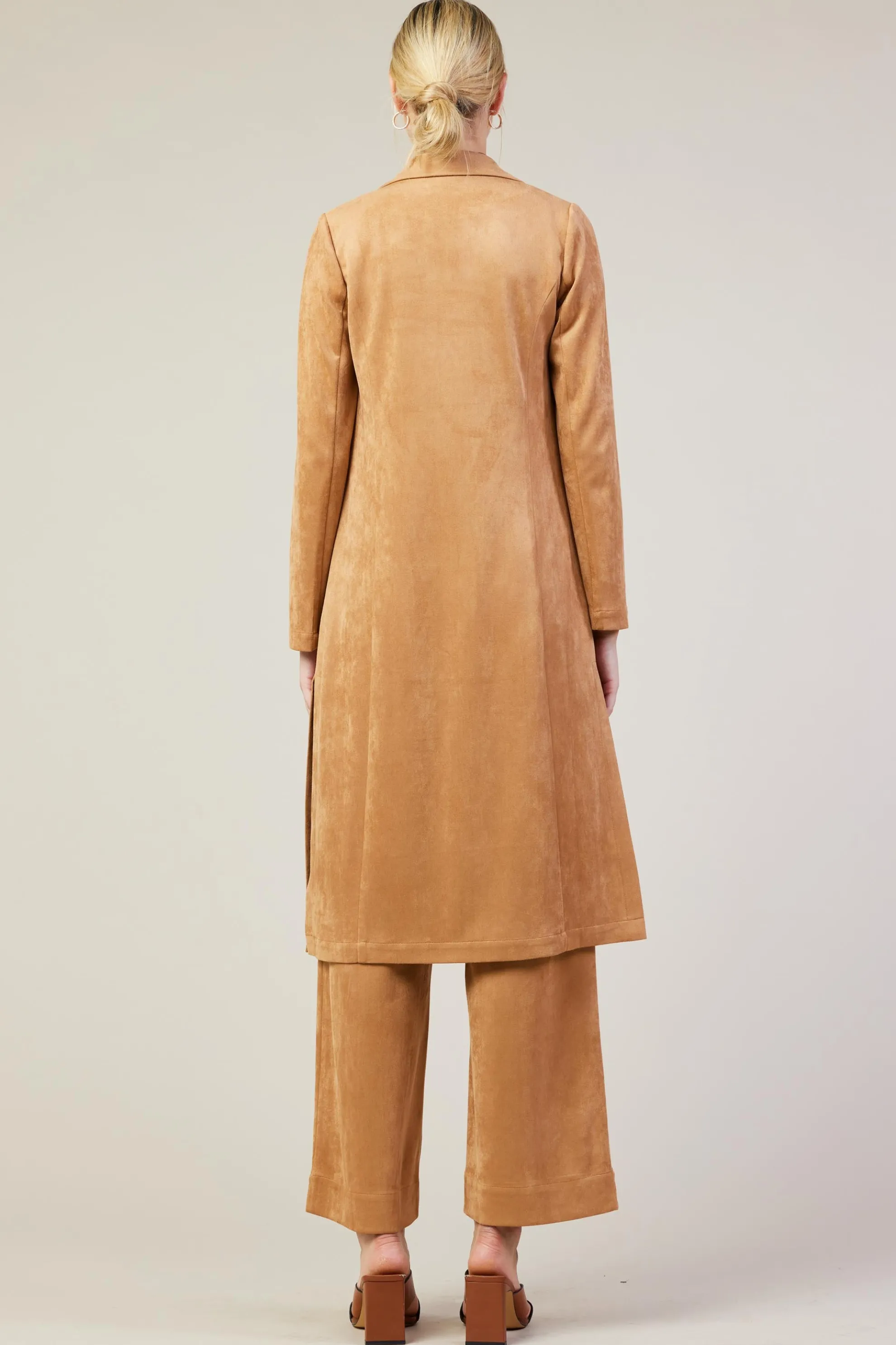 Faux Suede Duster Coat