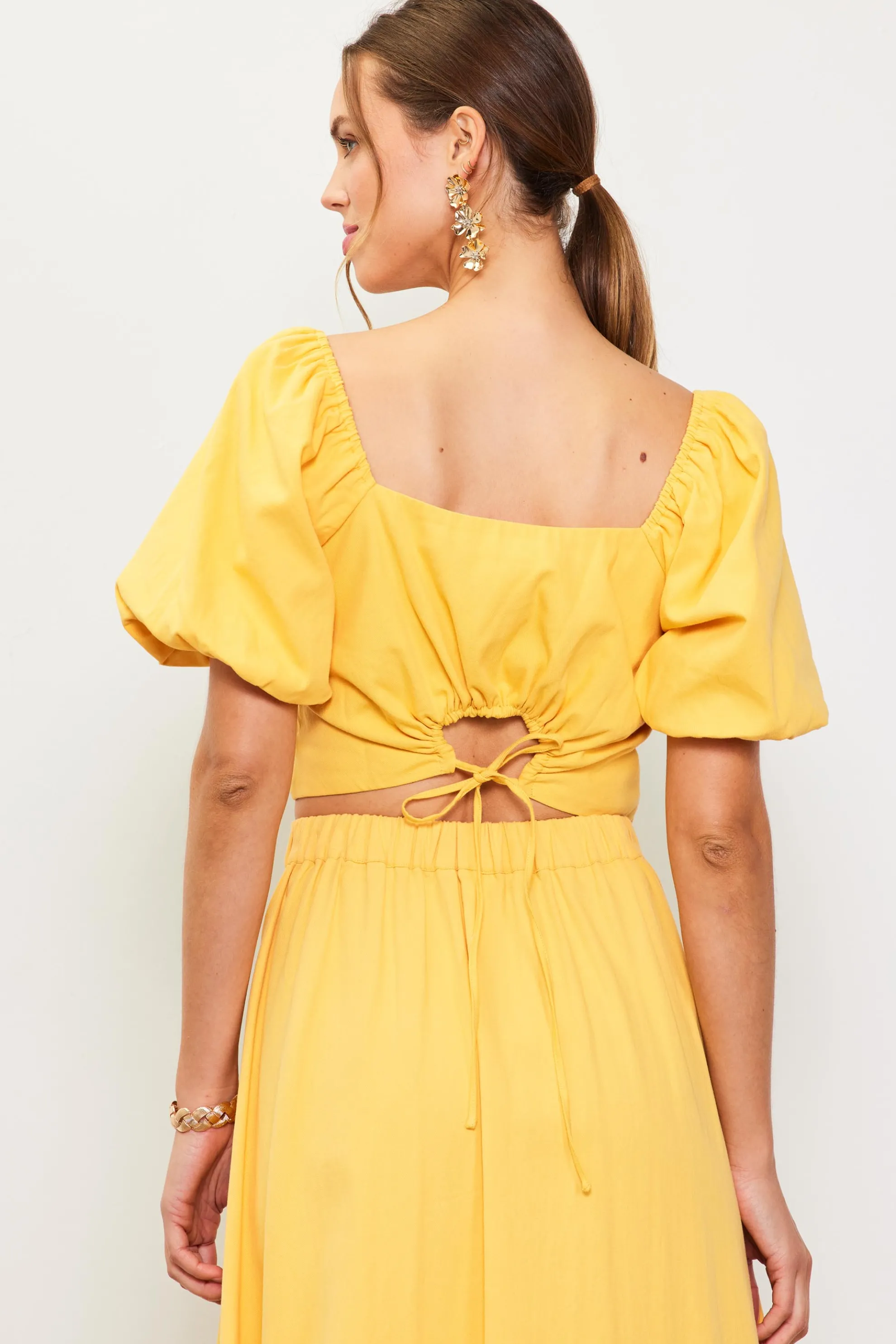 Cinch-Back Square Neck Top