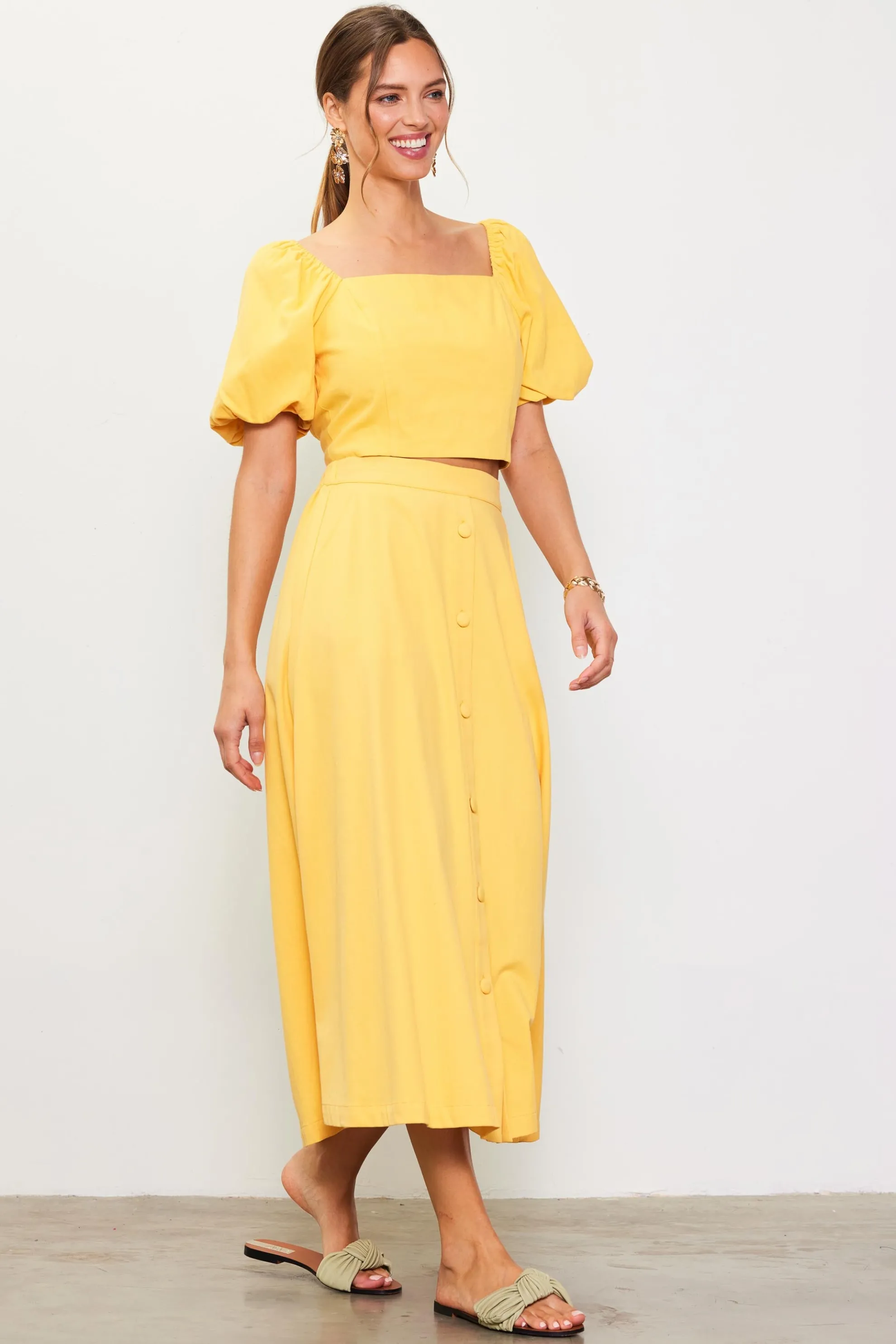 Cinch-Back Square Neck Top