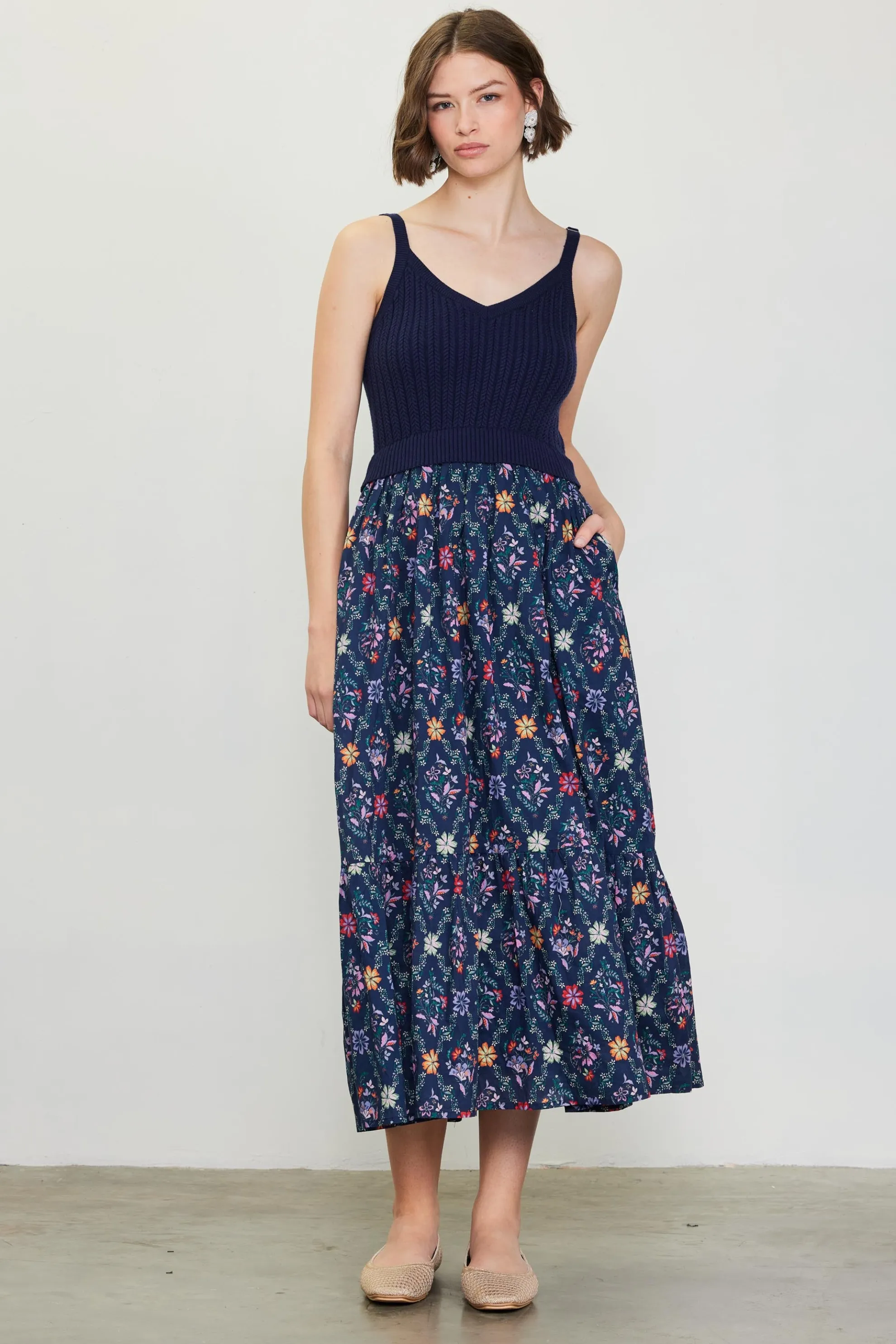 Amelia Floral Print Midi Dress