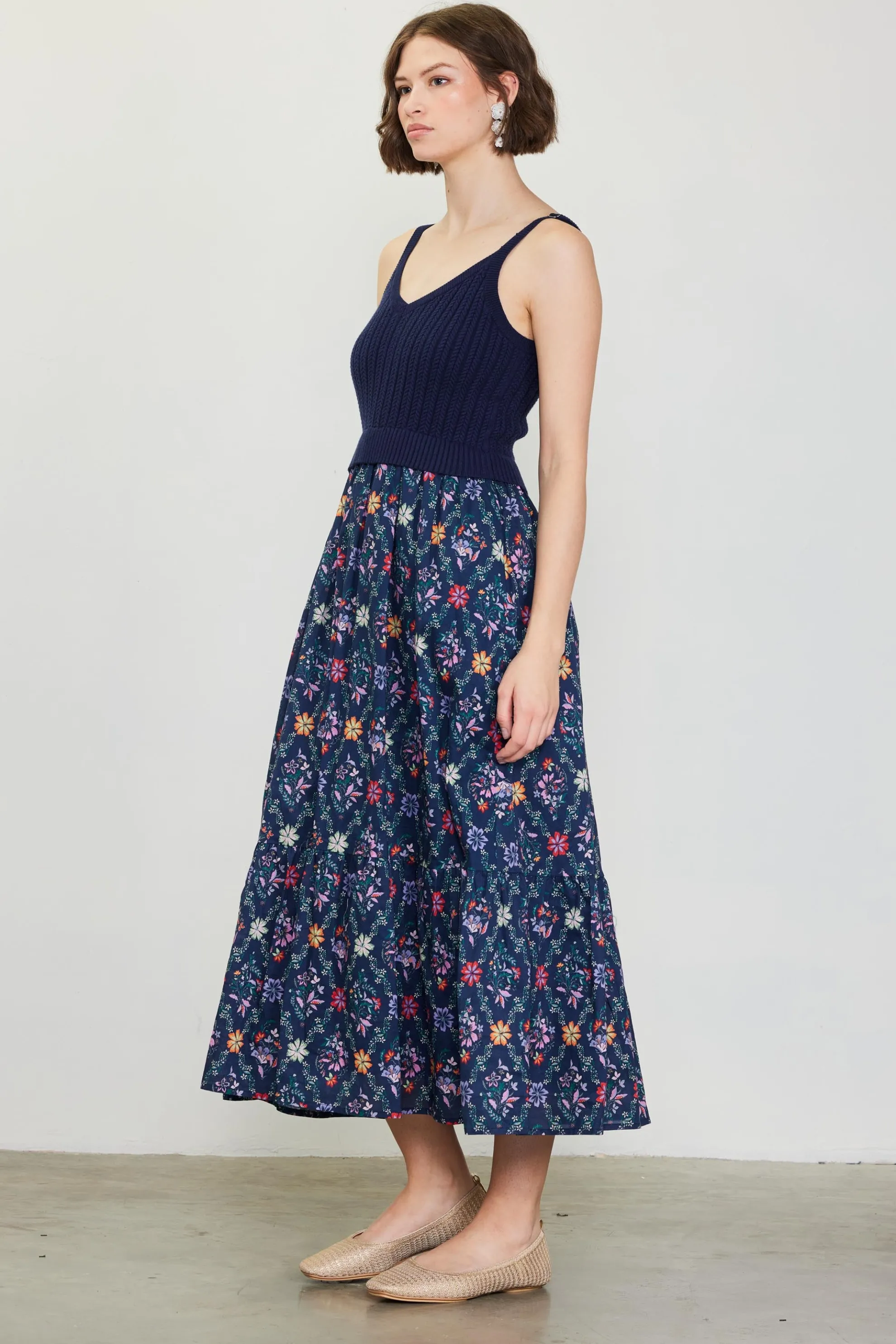 Amelia Floral Print Midi Dress