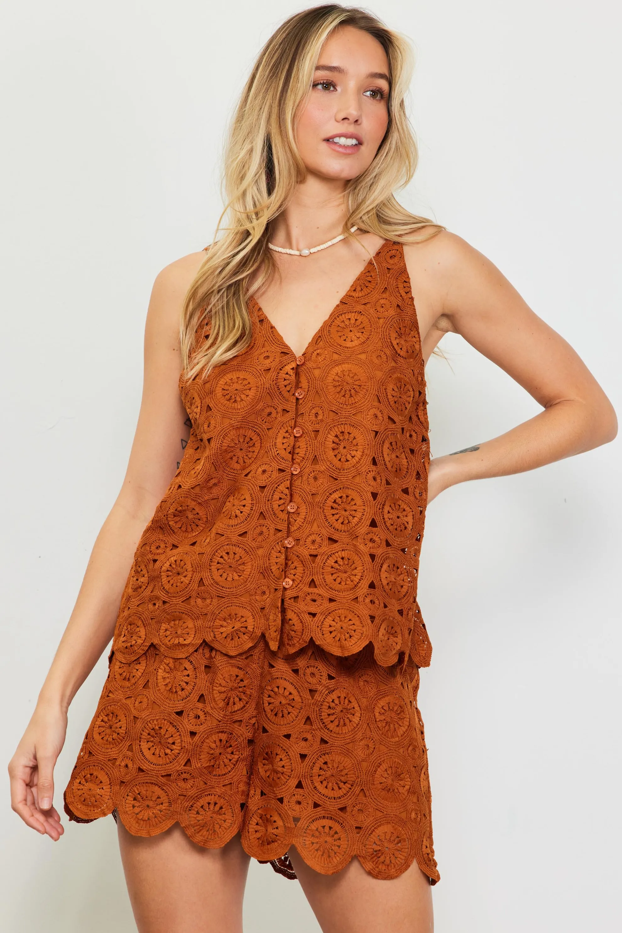 Crochet Scalloped Hem Tank Top
