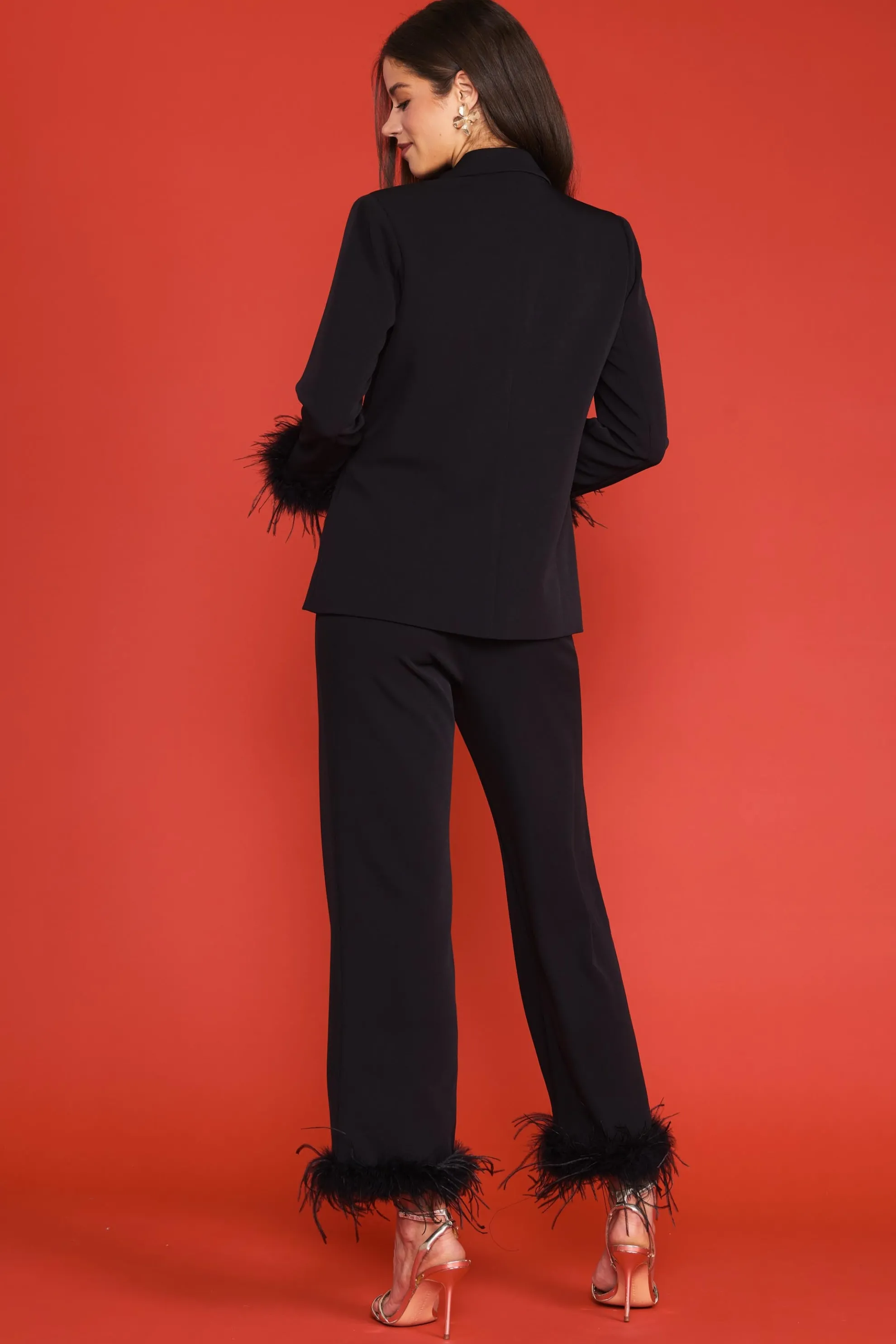 Detachable Feather Cuff Blazer