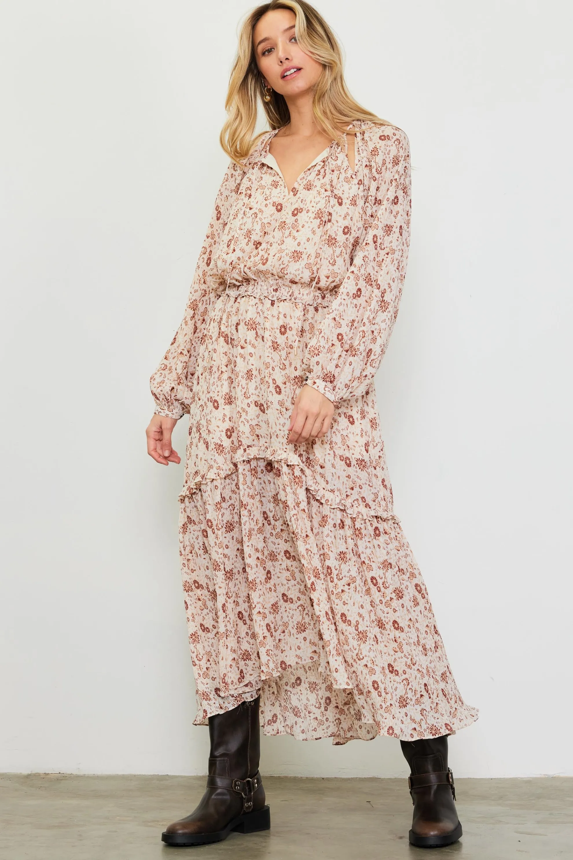 Chiffon Print Split Midi Dress