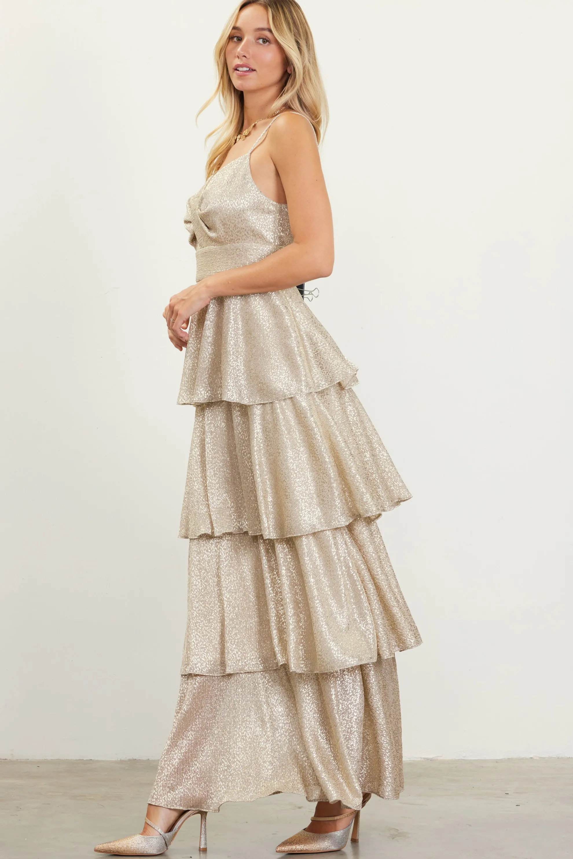 Lurex Tiered Maxi Dress