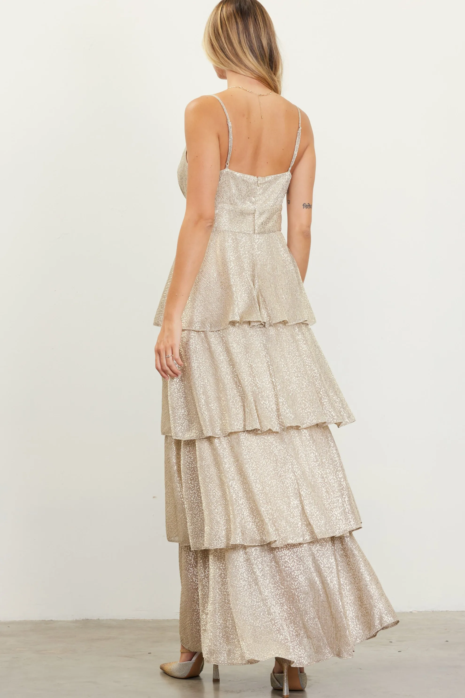 Lurex Tiered Maxi Dress