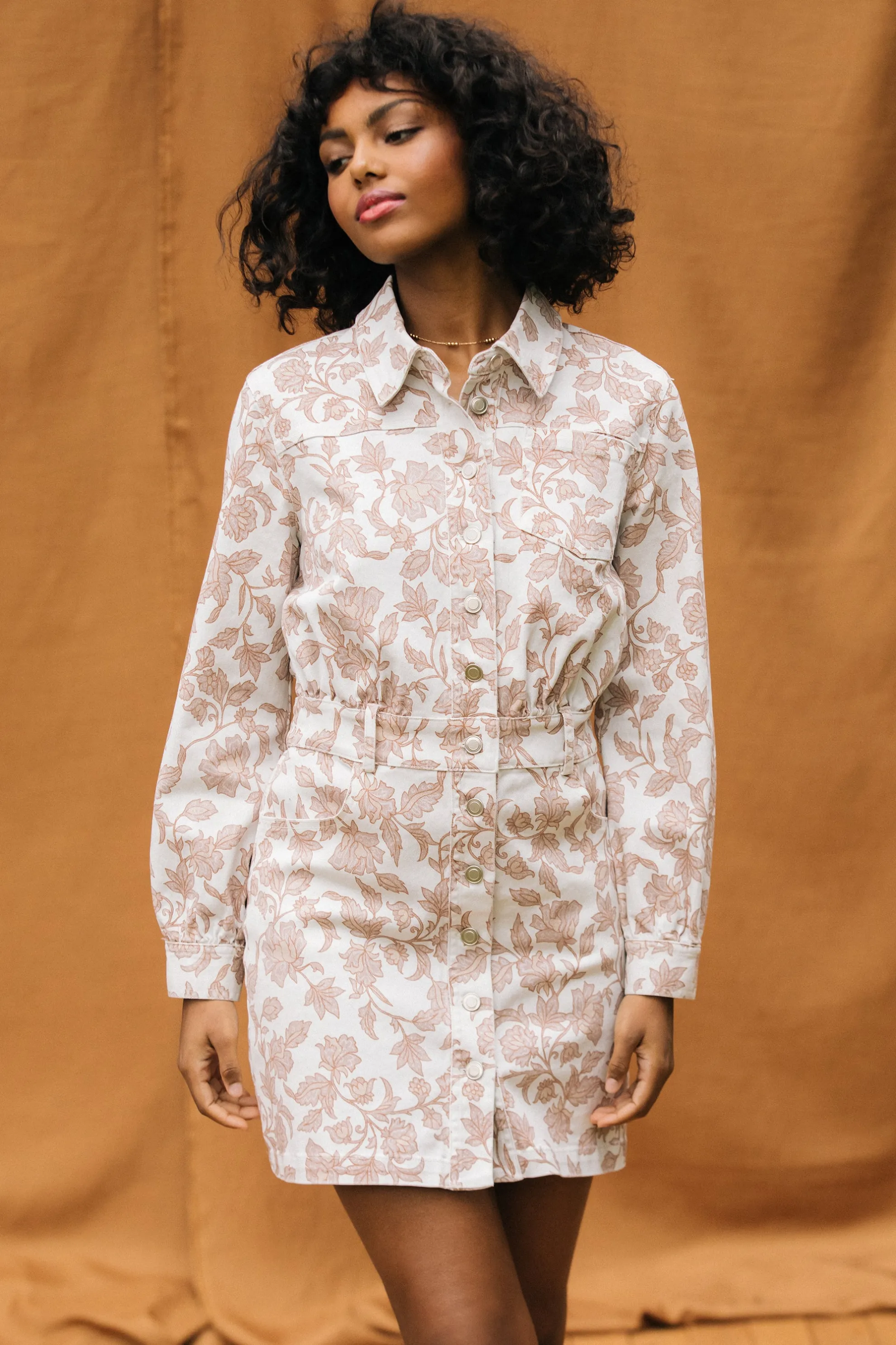 Floral Denim Button Down Dress