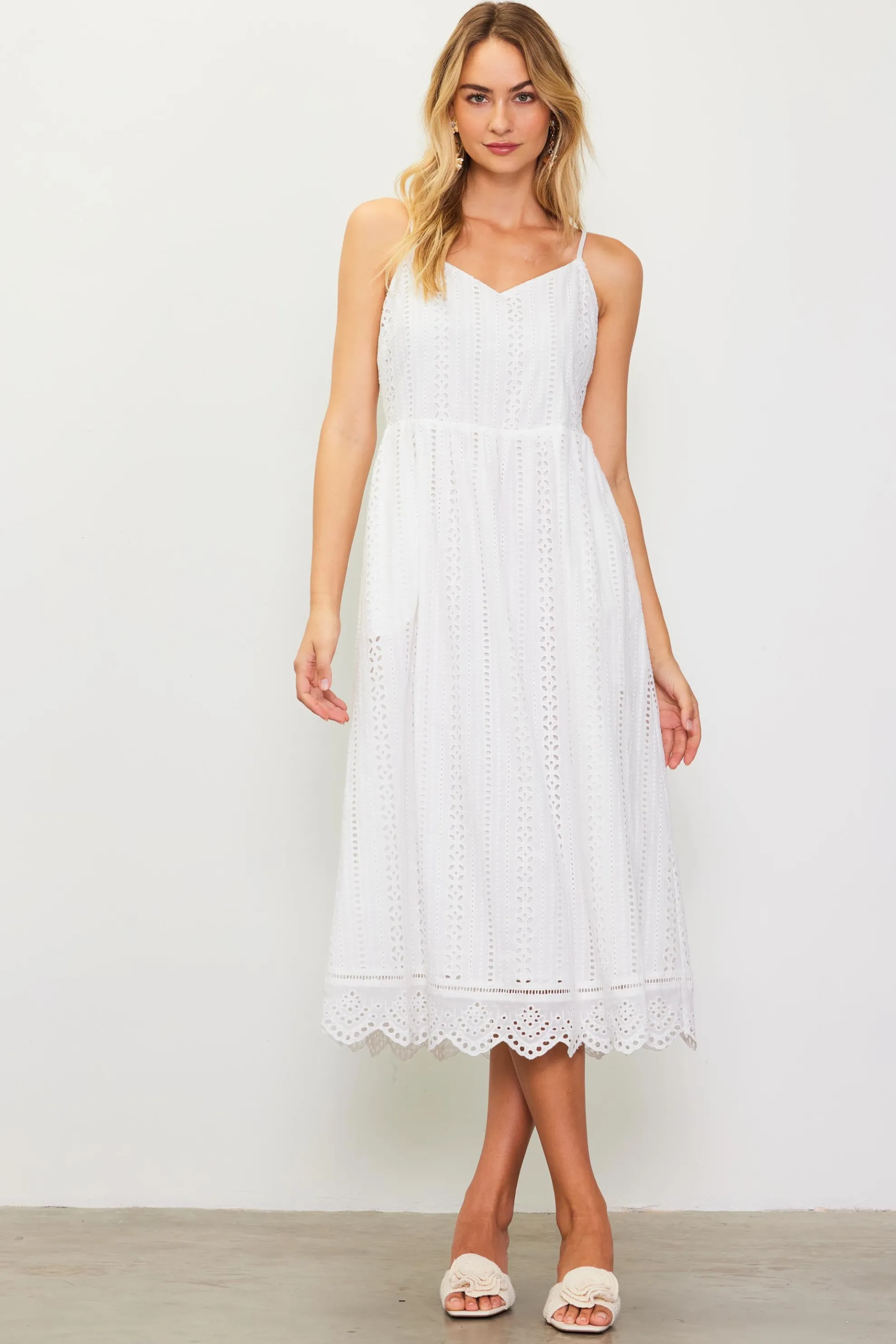 Eyelet Lace Midi Dress
