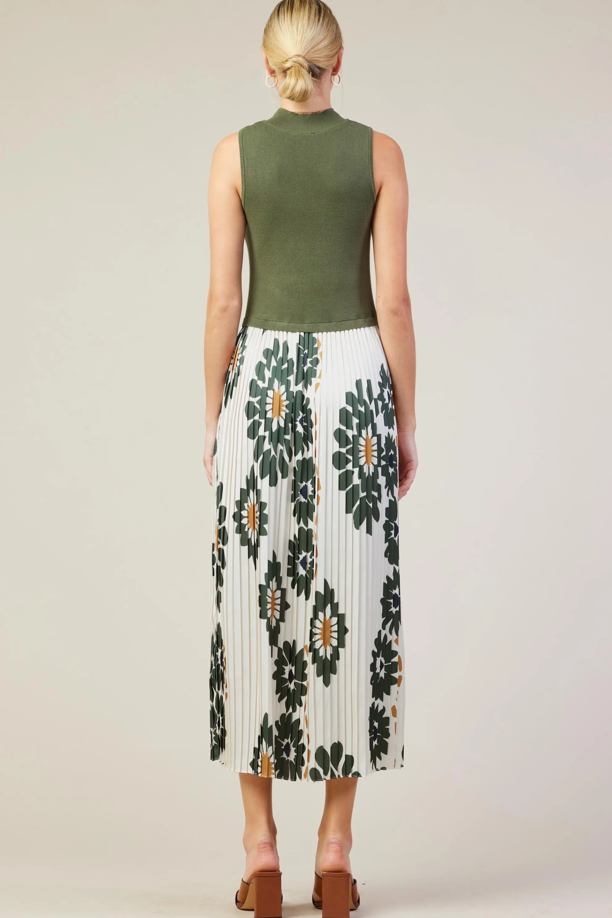 Floral Print Mixed Media Dress