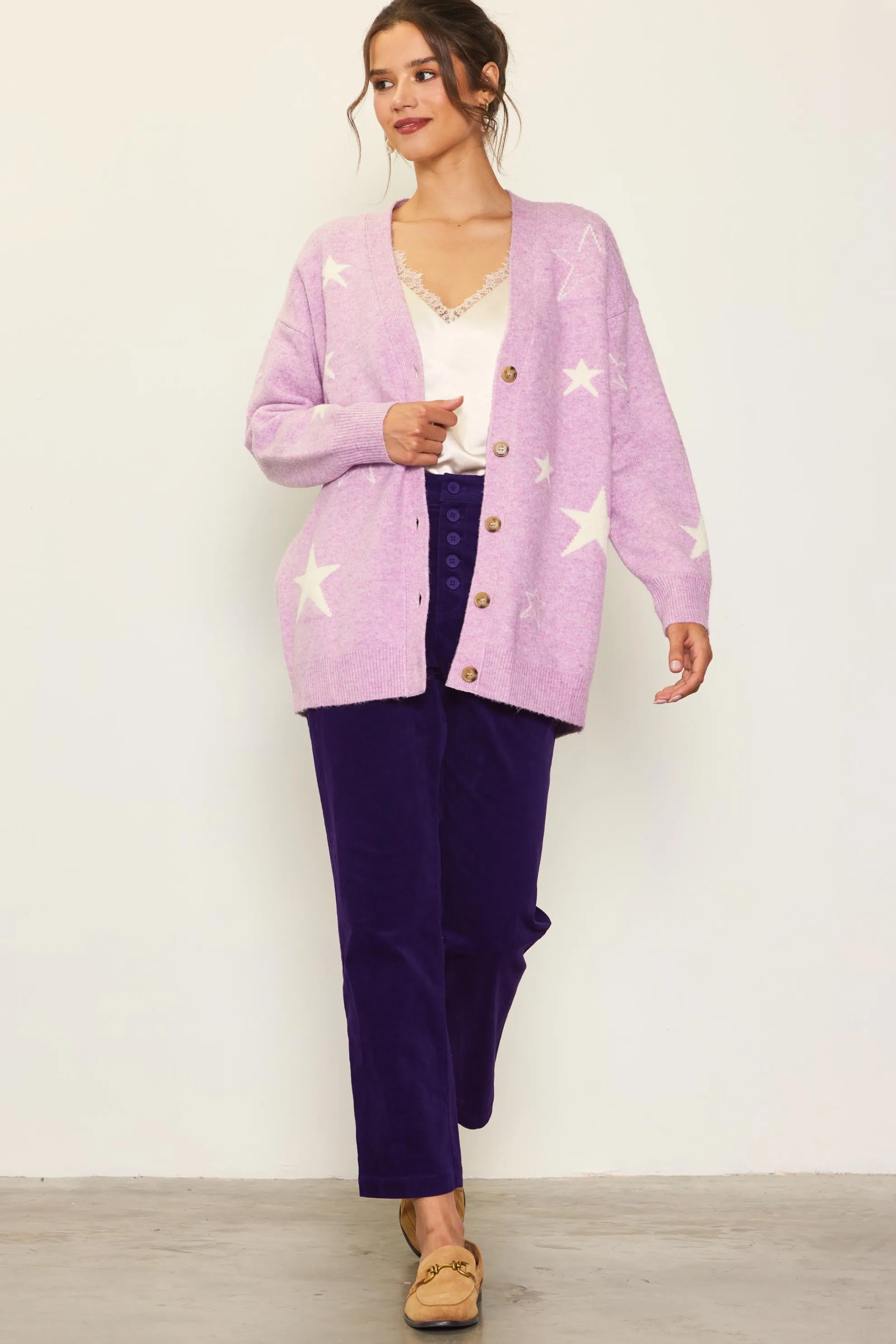 Recycled Star Motif Sweater Cardigan