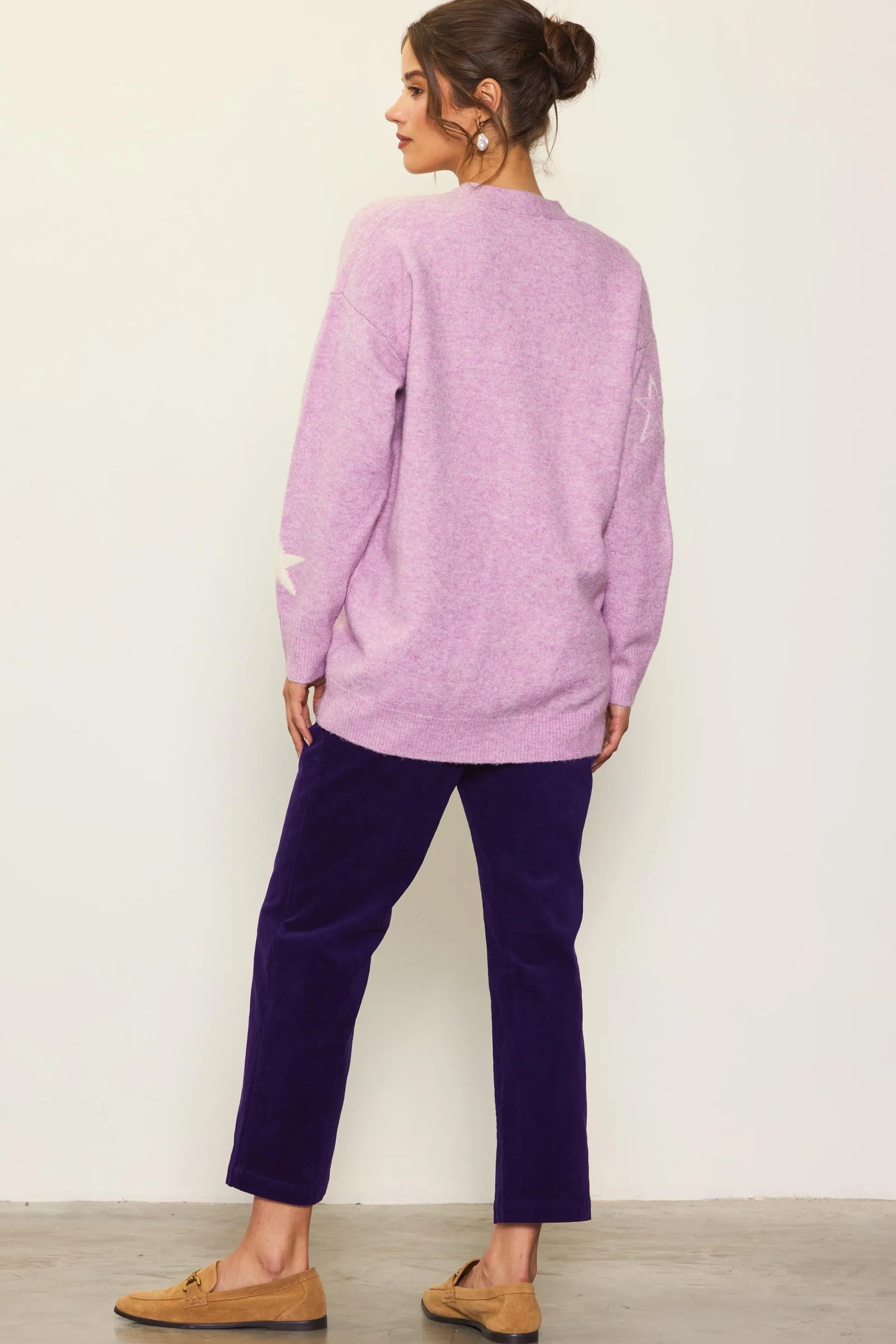 Recycled Star Motif Sweater Cardigan