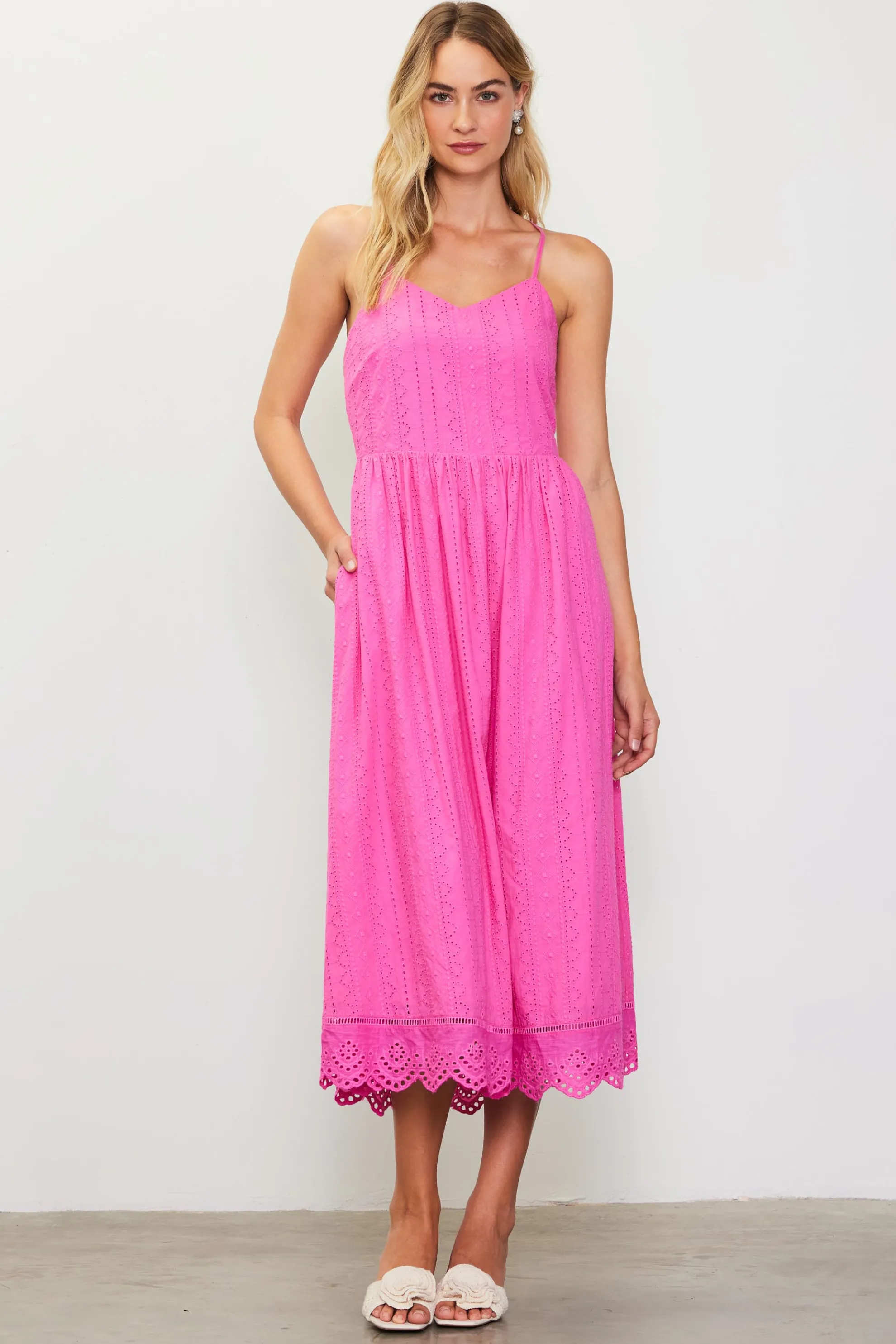 Eyelet Lace Midi Dress