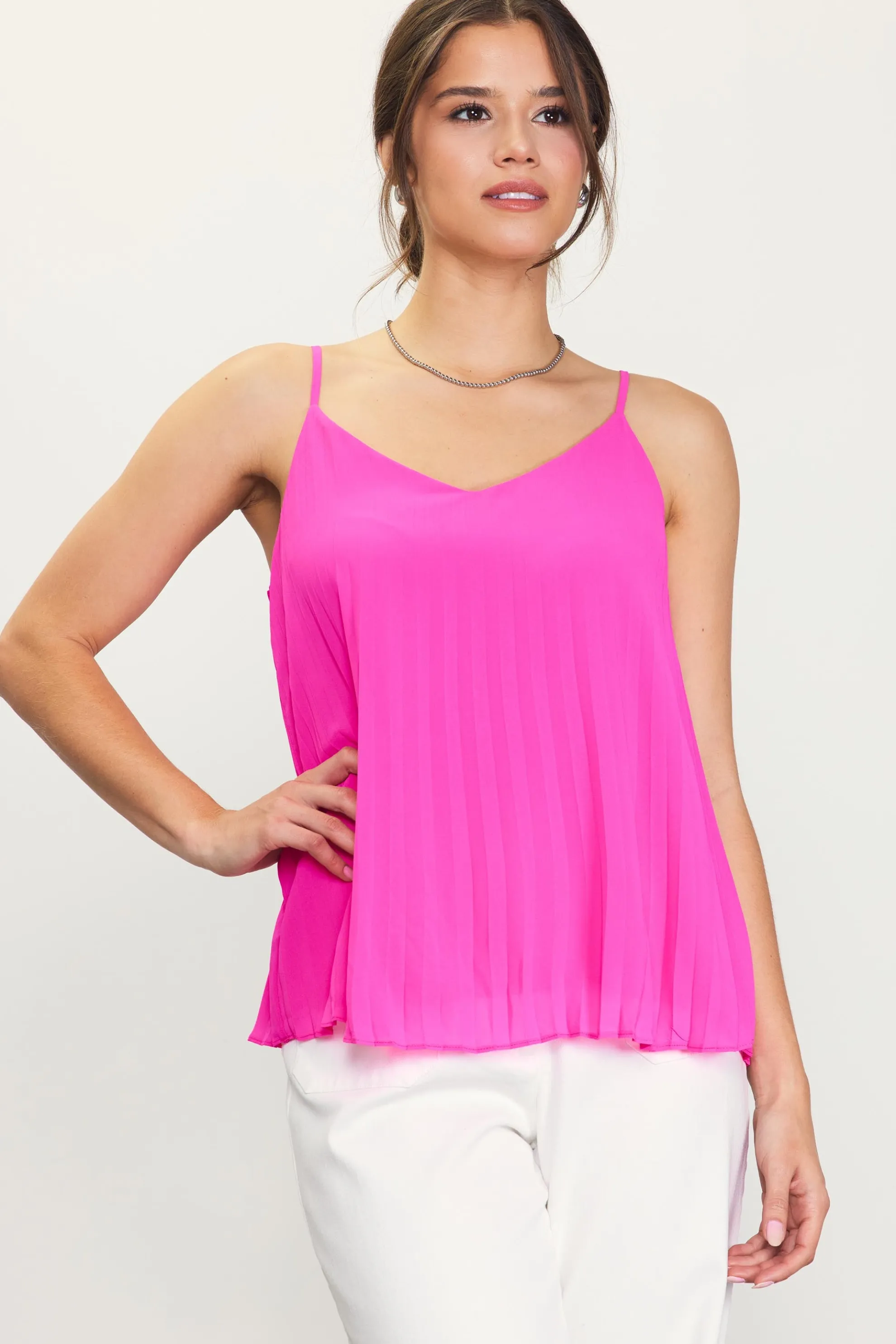 Back Strap Detail Pleated Cami