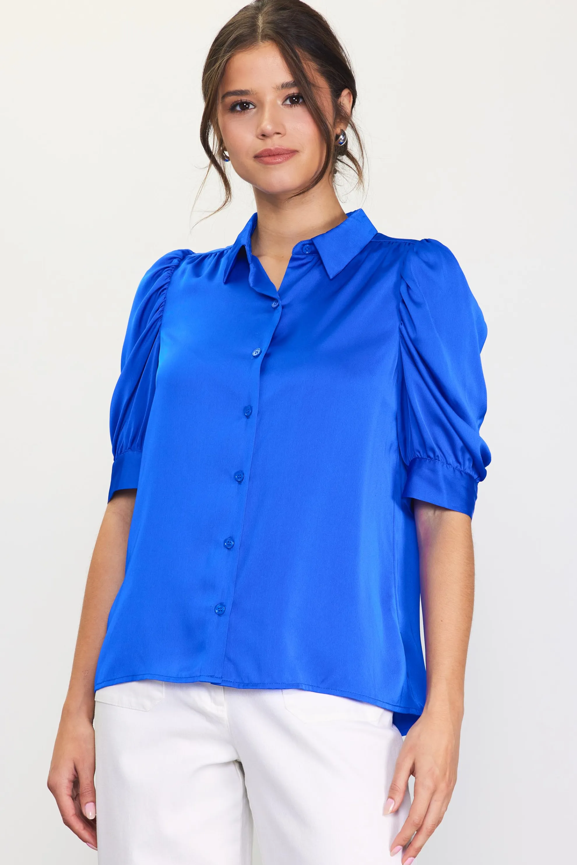Recycled Shirred Sleeve Blouse