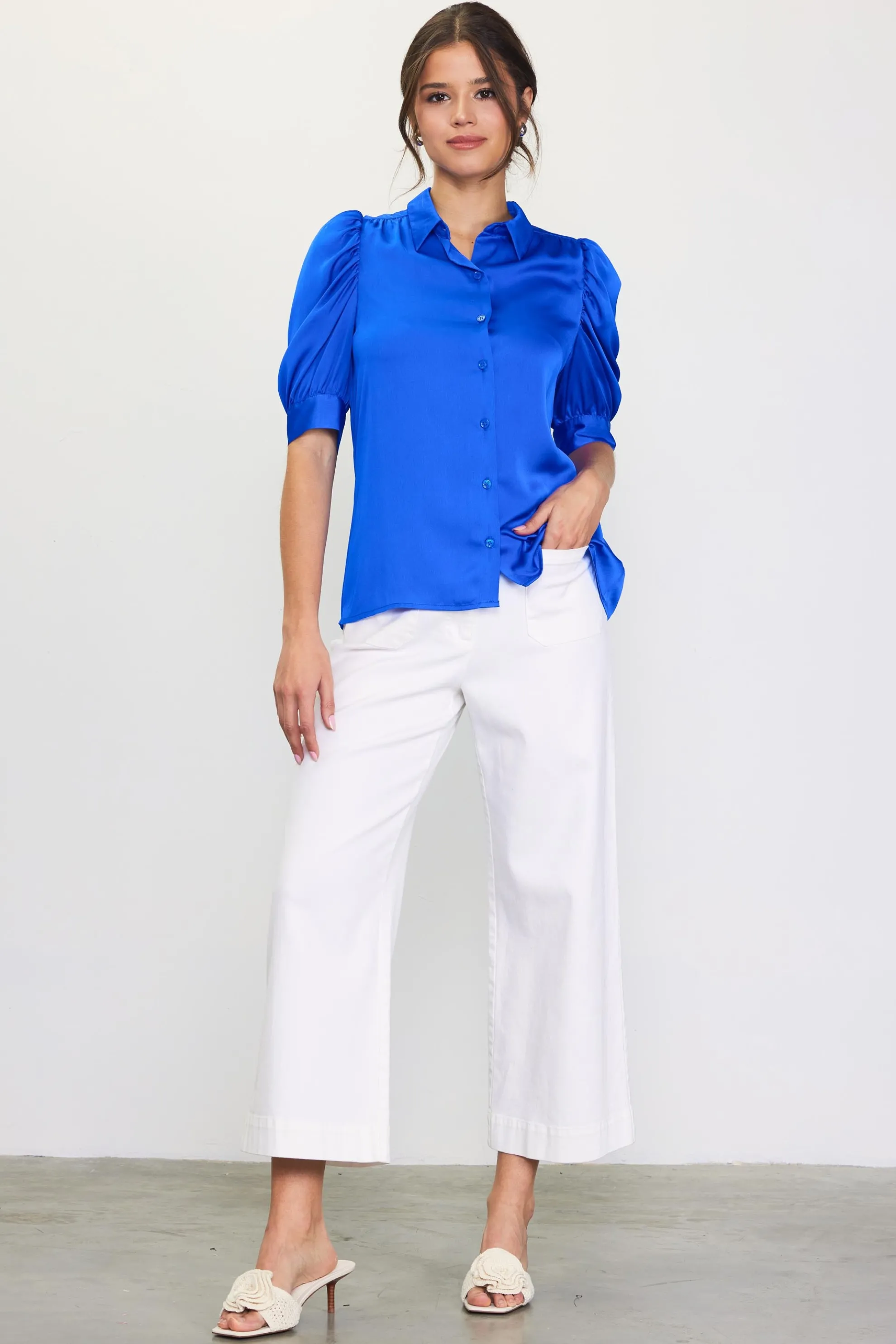 Recycled Shirred Sleeve Blouse