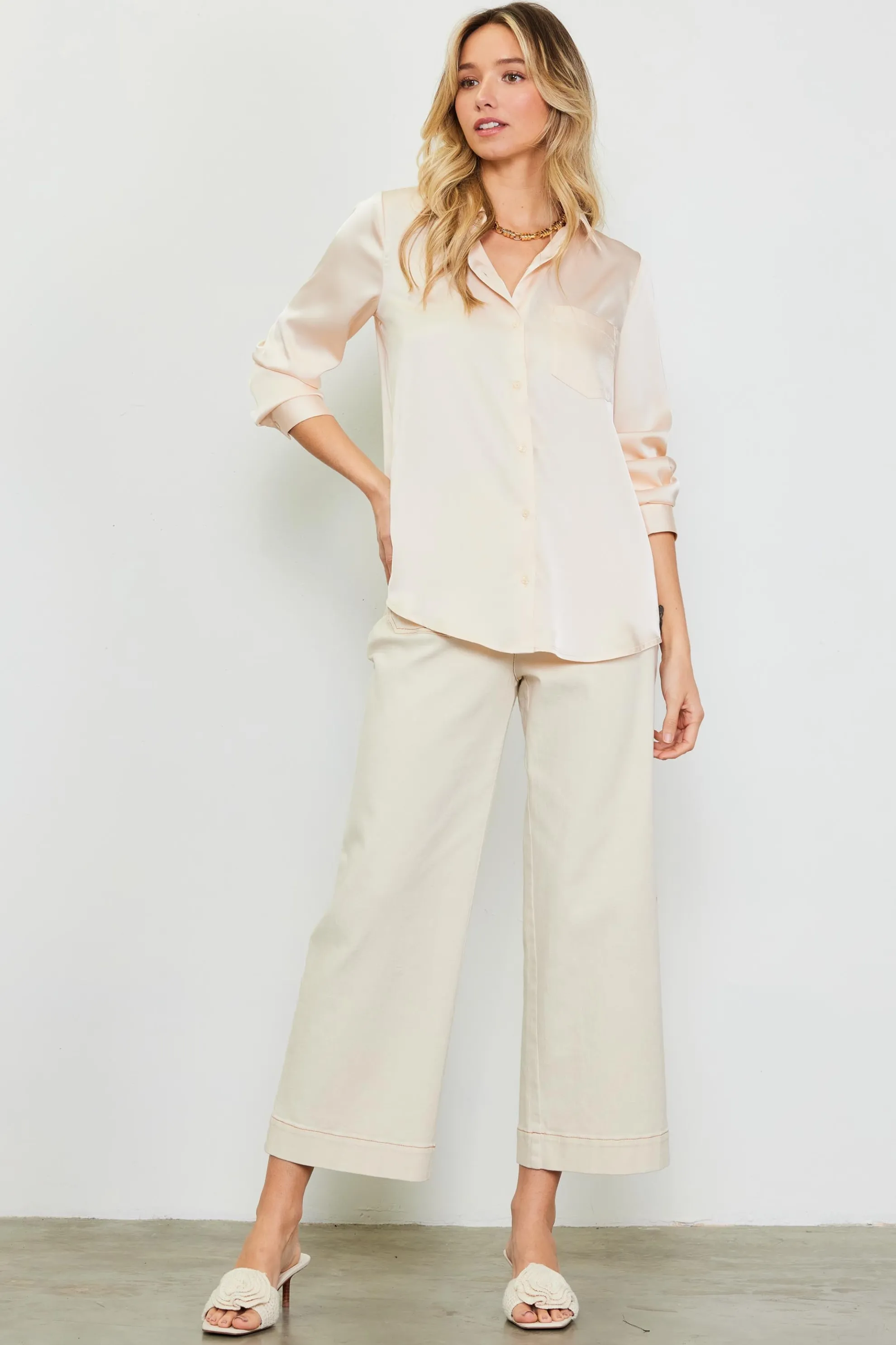 Satin Button Down Top