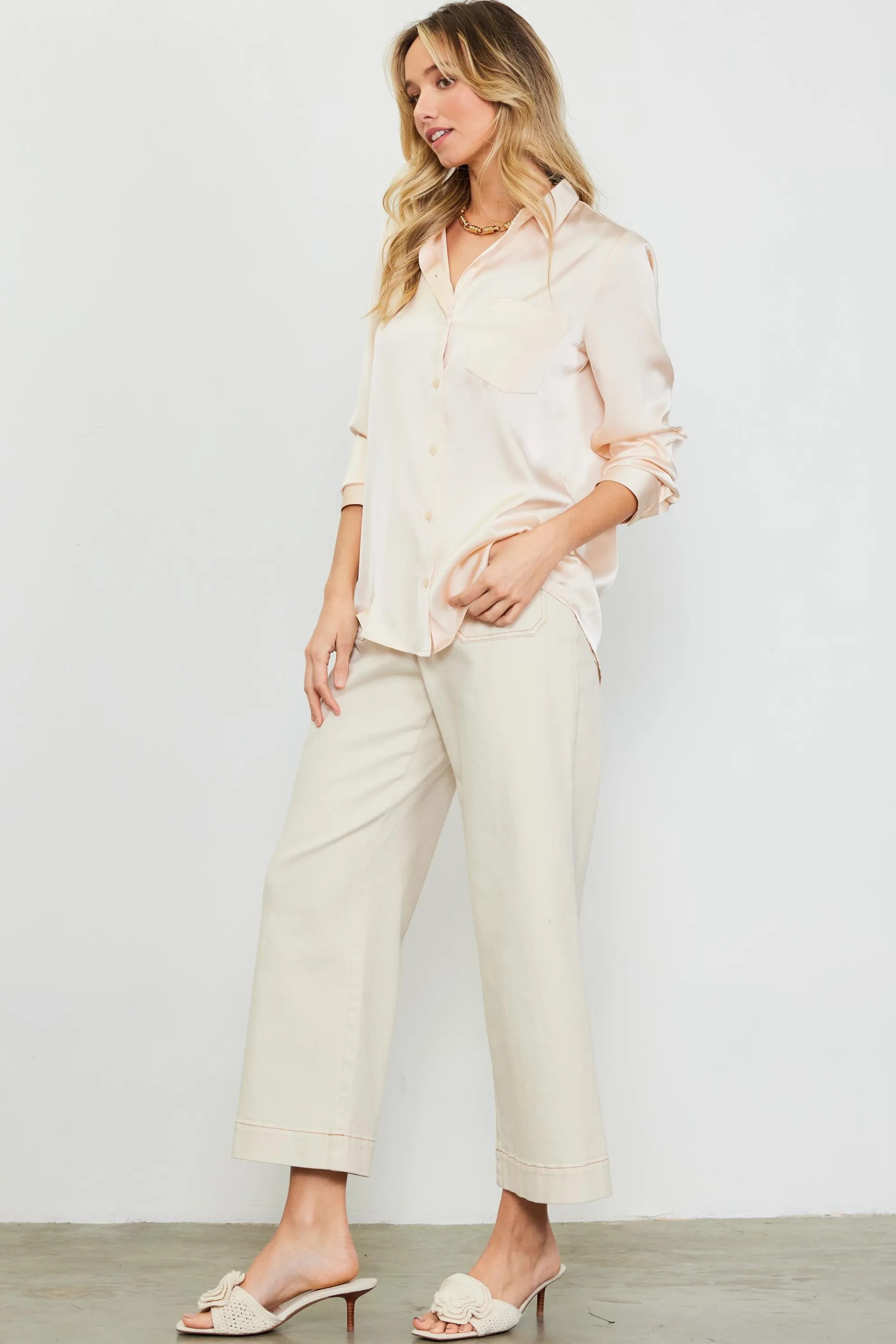 Satin Button Down Top