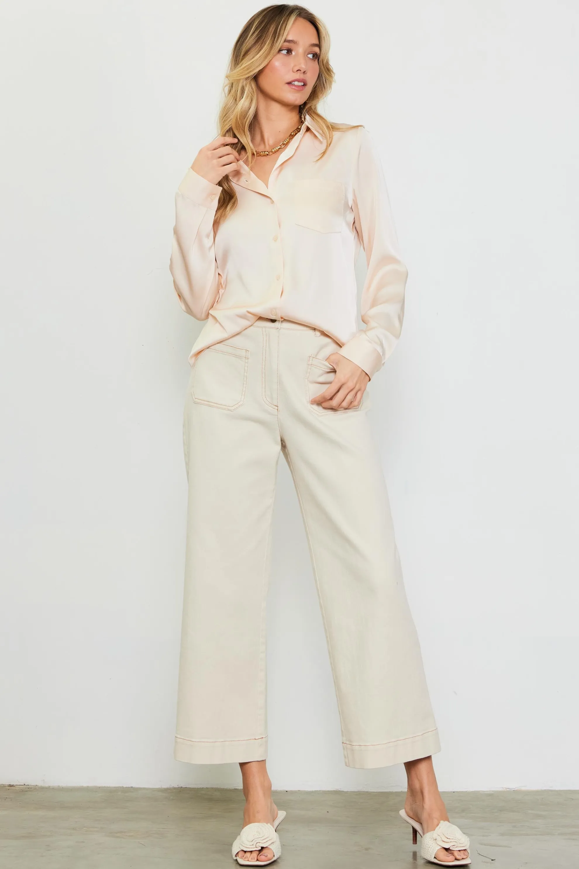 Satin Button Down Top