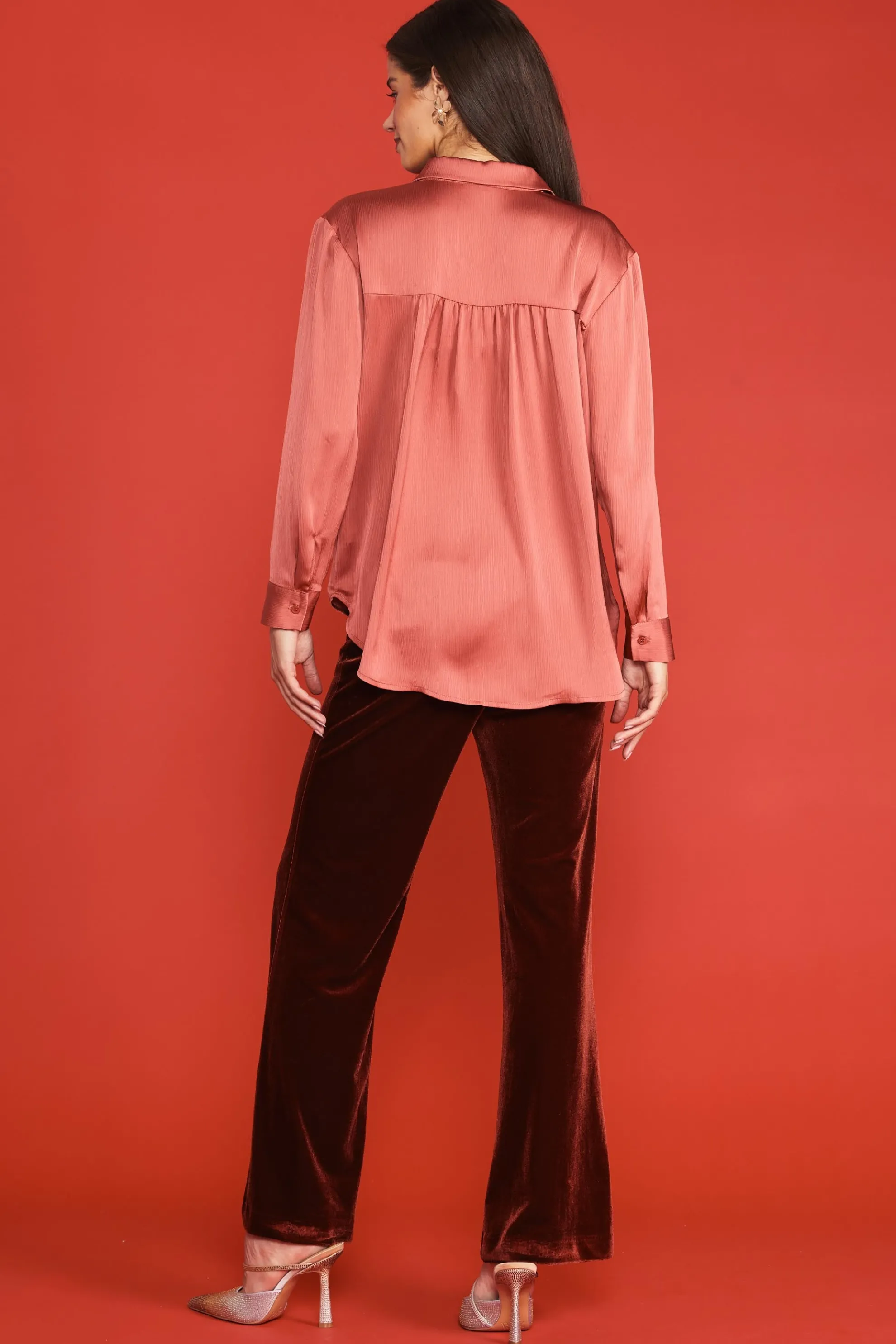 Recycled Crinkle Satin Buttondown