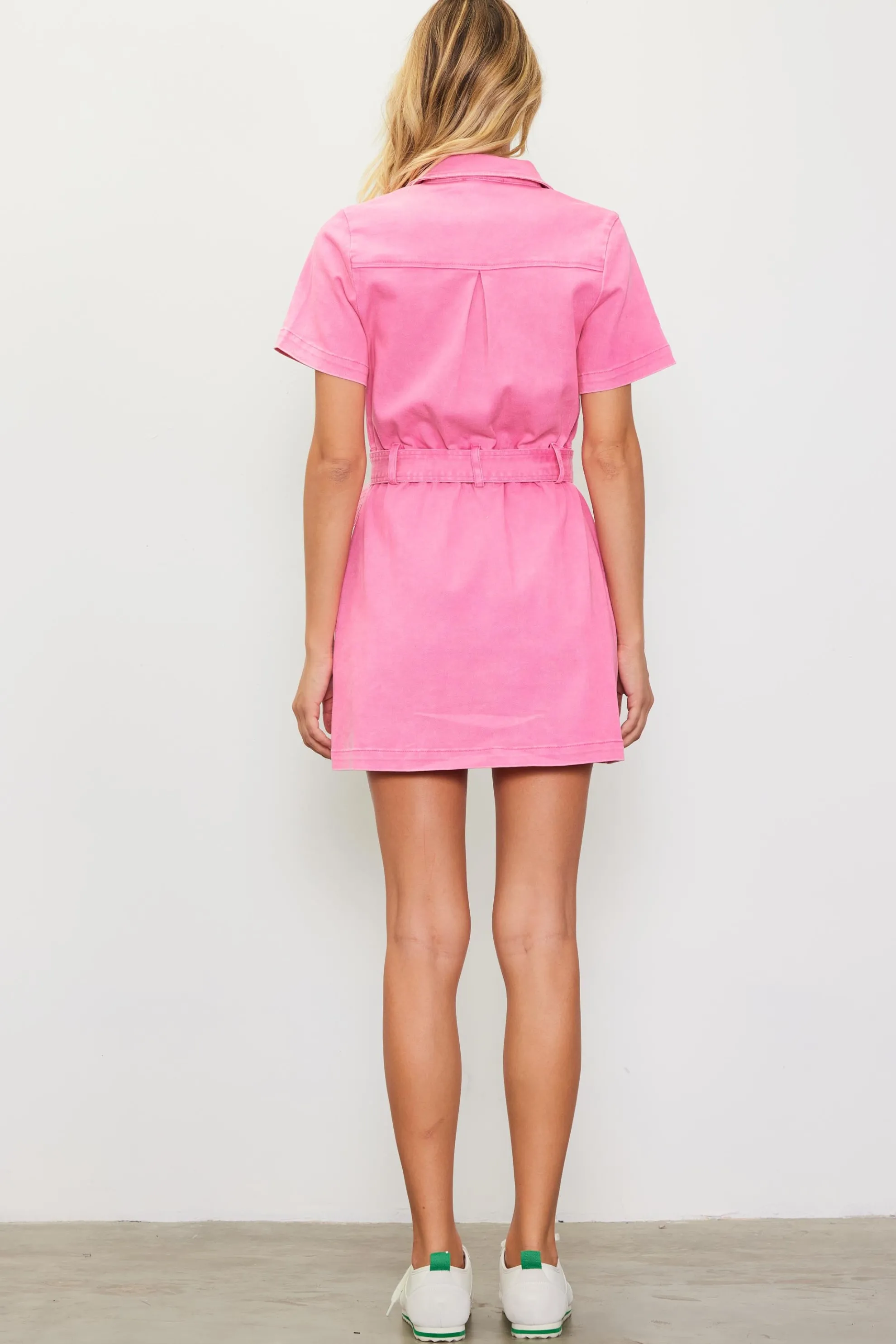 Front-Zip Utility Mini Dress