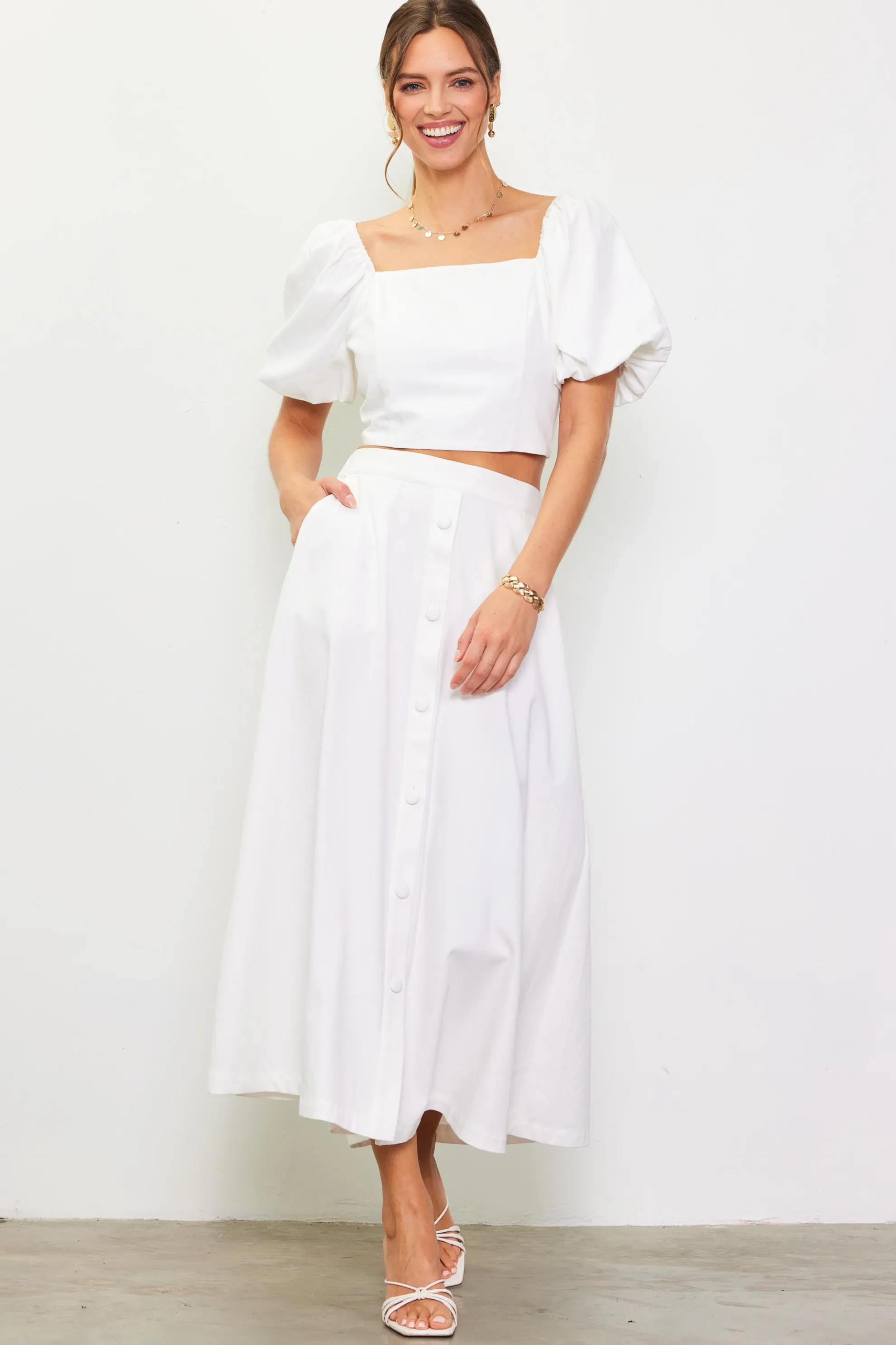 Cinch-Back Square Neck Top