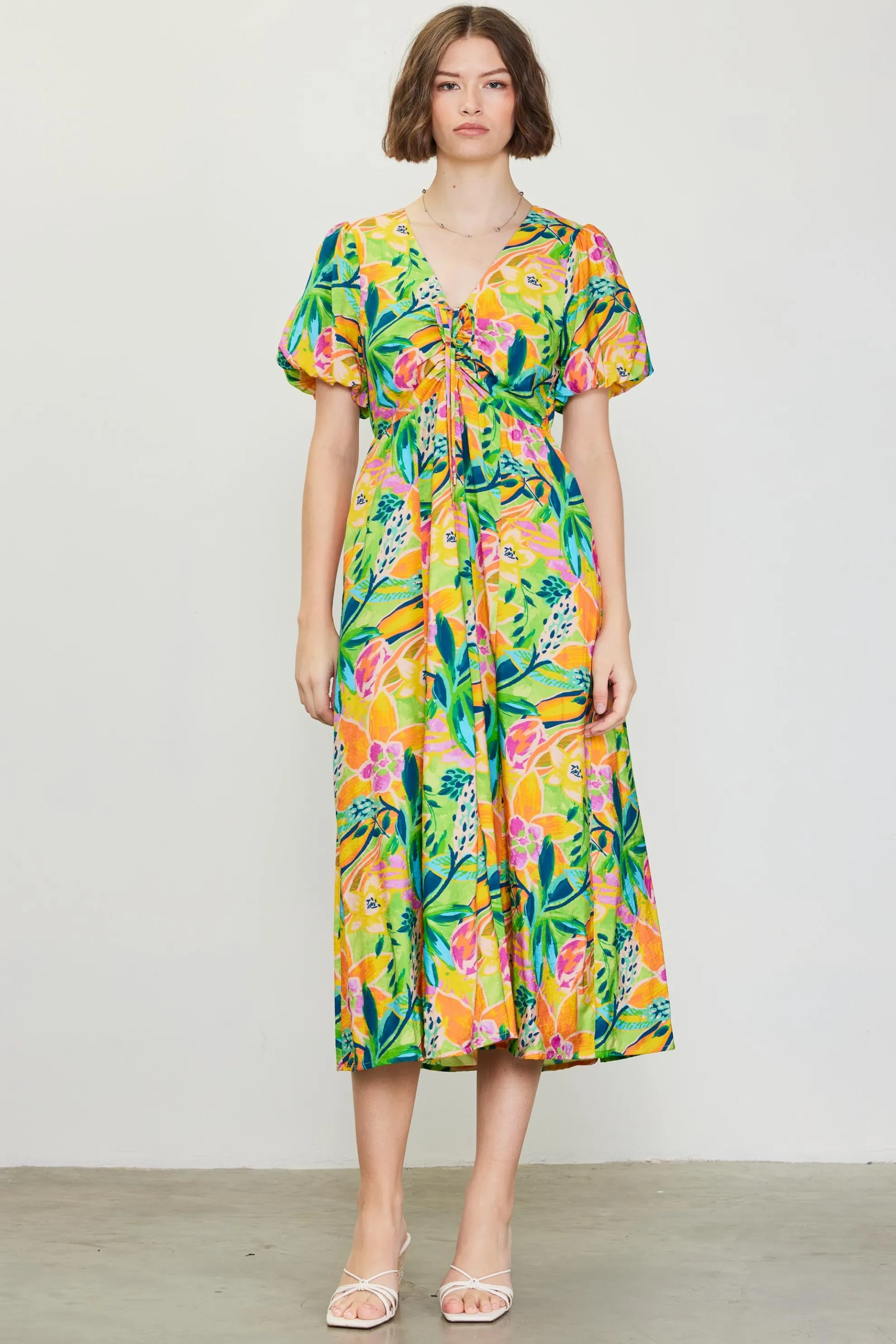 Celine Floral Print Midi Dress
