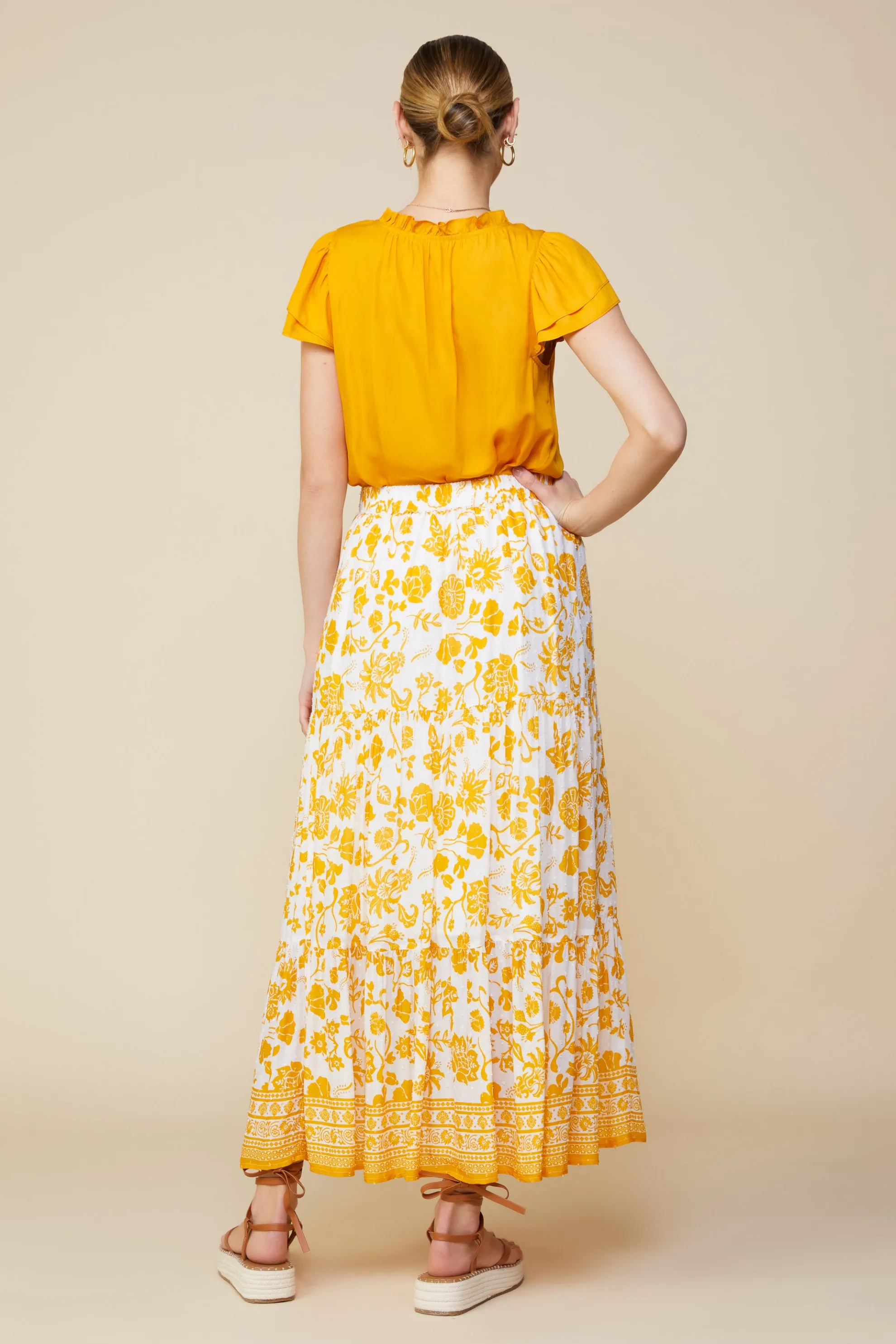 Border Print Maxi Skirt