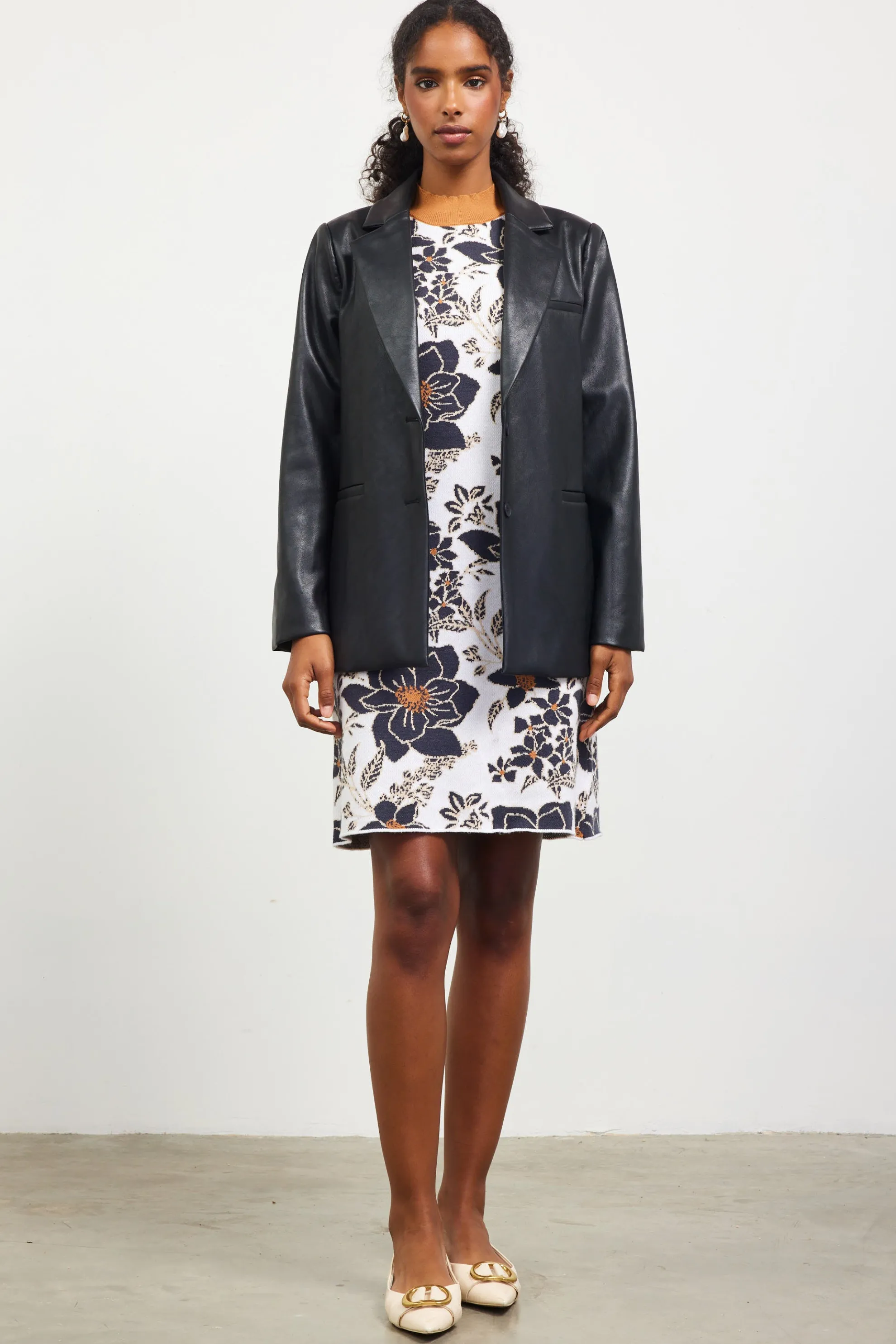 Faux Leather Tailored Blazer