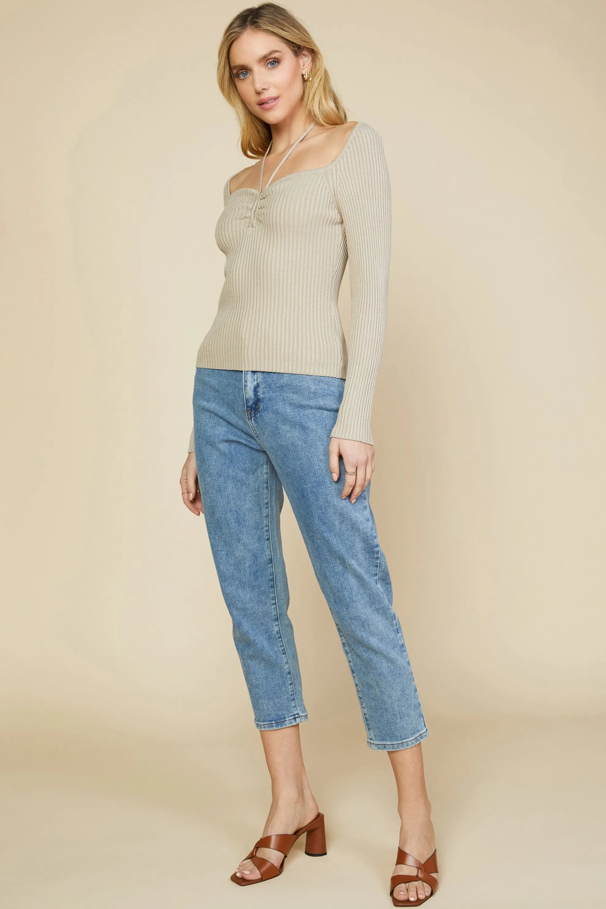 Strappy Halter Ribbed Sweater