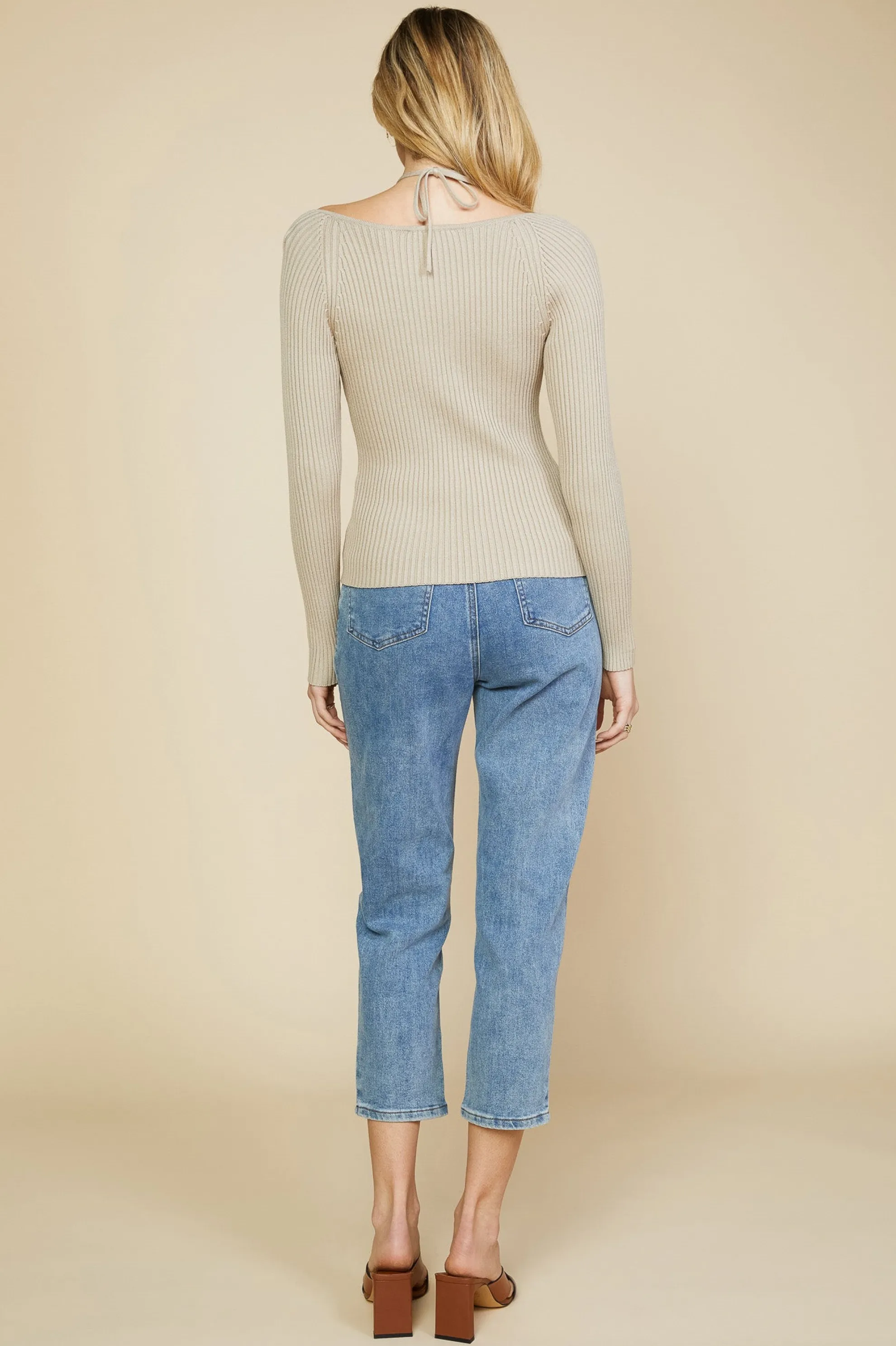 Strappy Halter Ribbed Sweater