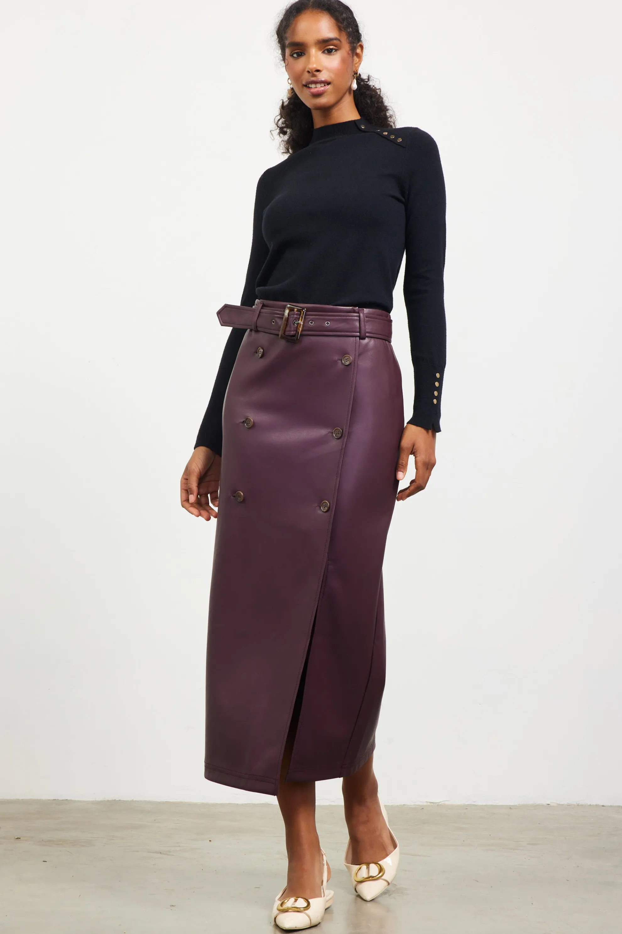 Button Detail Mock Neck Sweater